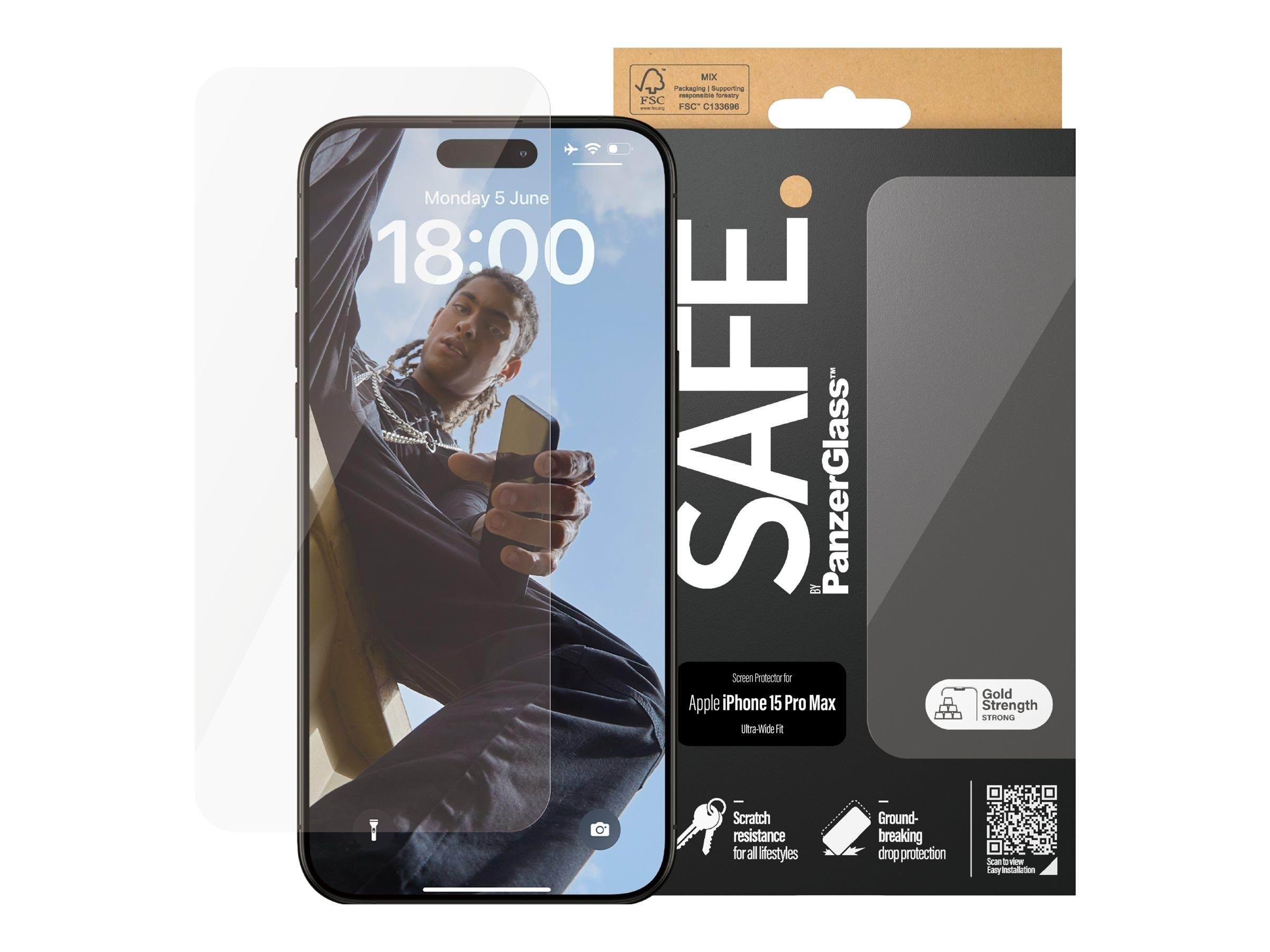 Safe by Panzerglass Screen Protector Iphone 15 Pro Max | Ultra-wide Fit - Handys Schutzfolie Safe95537