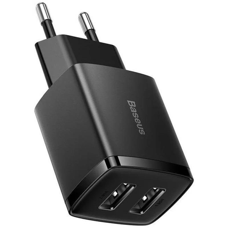 Baseus Compact Quick Charger 2x Usb 10.5W (Black) - Handys Adapter Und Ladegeraete