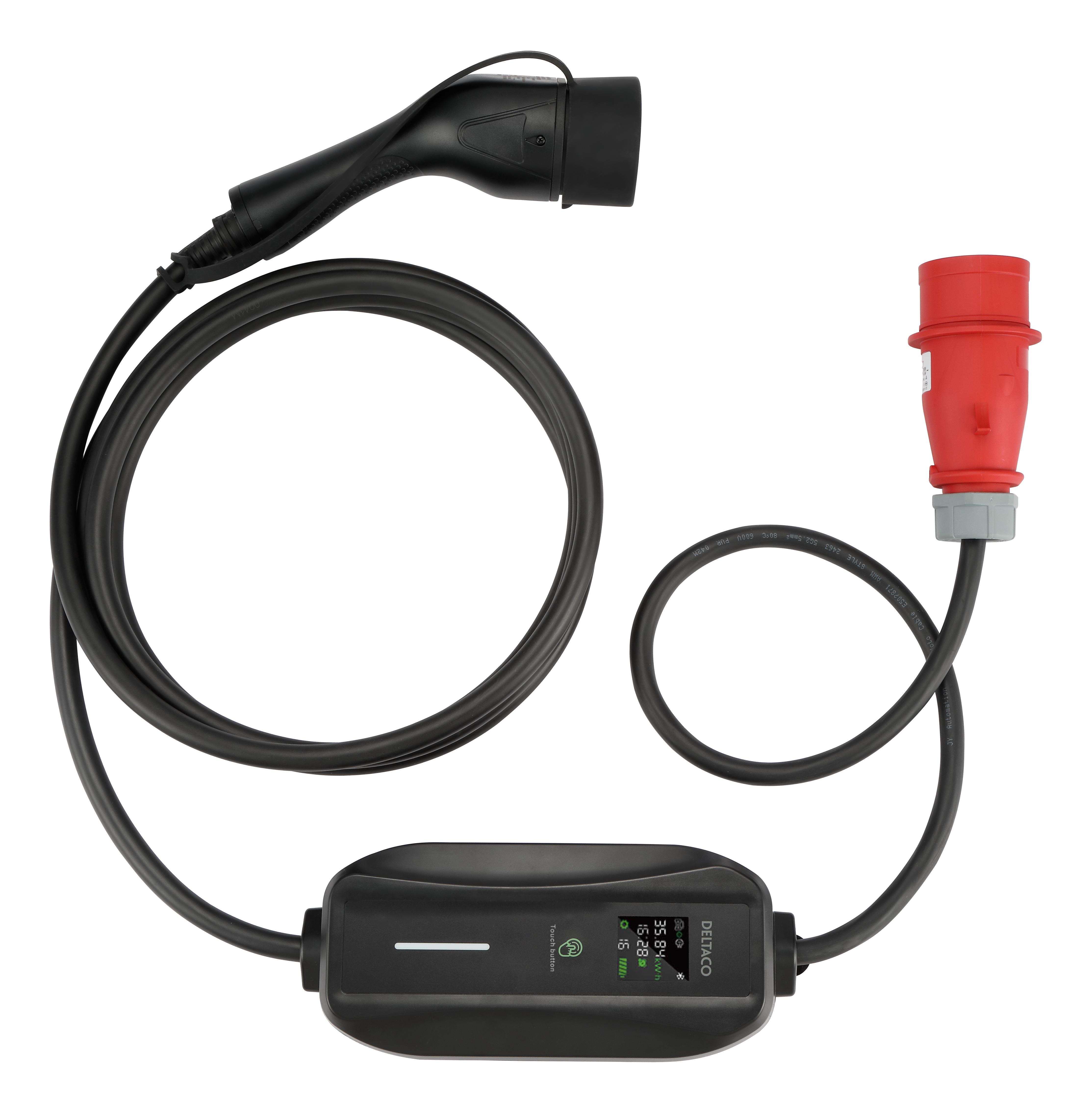 Deltaco E-charge Cable Mode 2 3-phase Cee 16a - Type 2 8-16a 6M - Aufladen Von Elektroautos Ev-3226