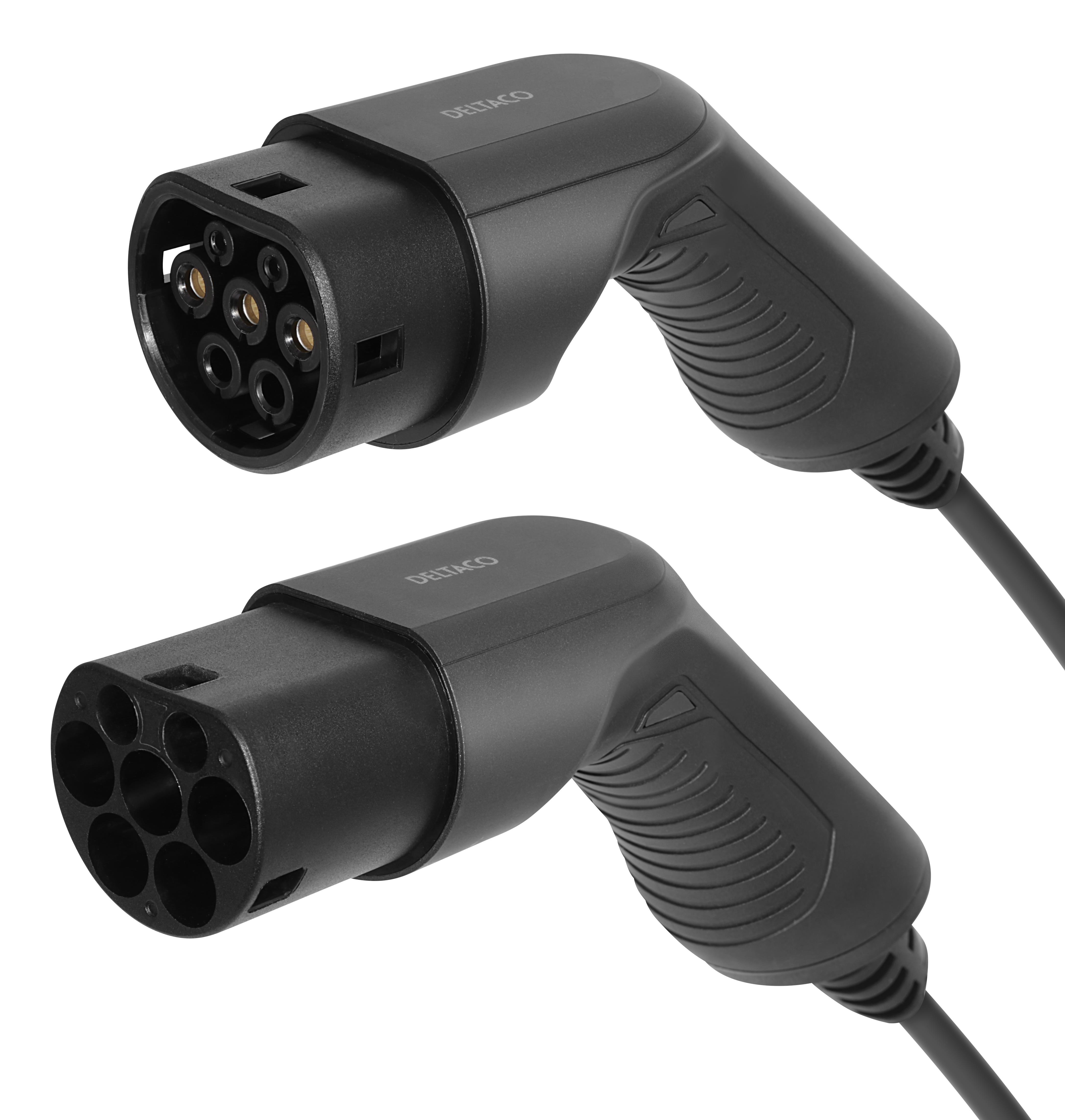 Deltaco E-charge Cable Type 2 - Type 2 3 Phase 16a Spiral 3m/5m - Aufladen Von Elektroautos Ev-3215-s