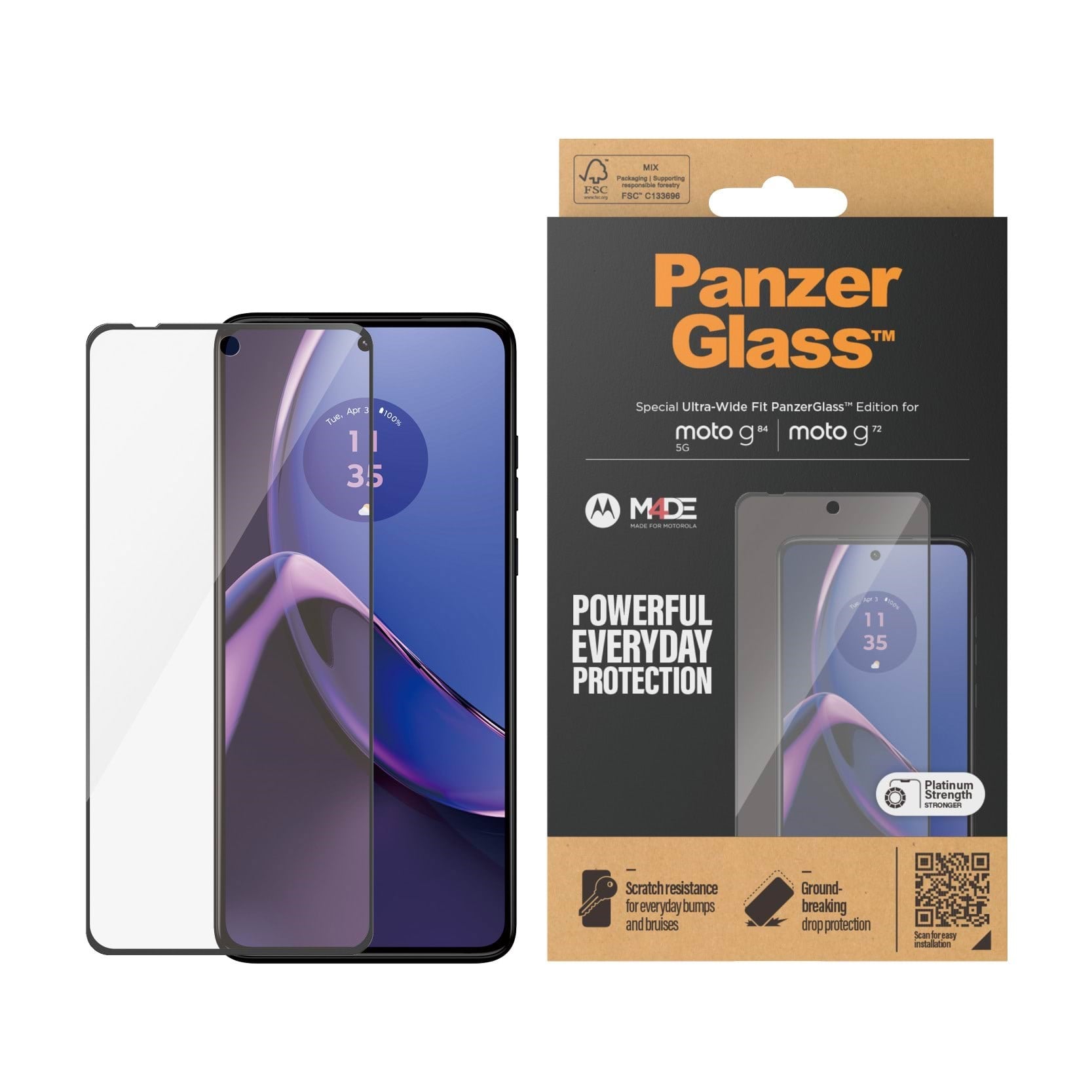 Panzerglass Screen Protector Motorola Moto G84 | G72 | Ultra-wide Fit - Handys Schutzfolie Panzer6582