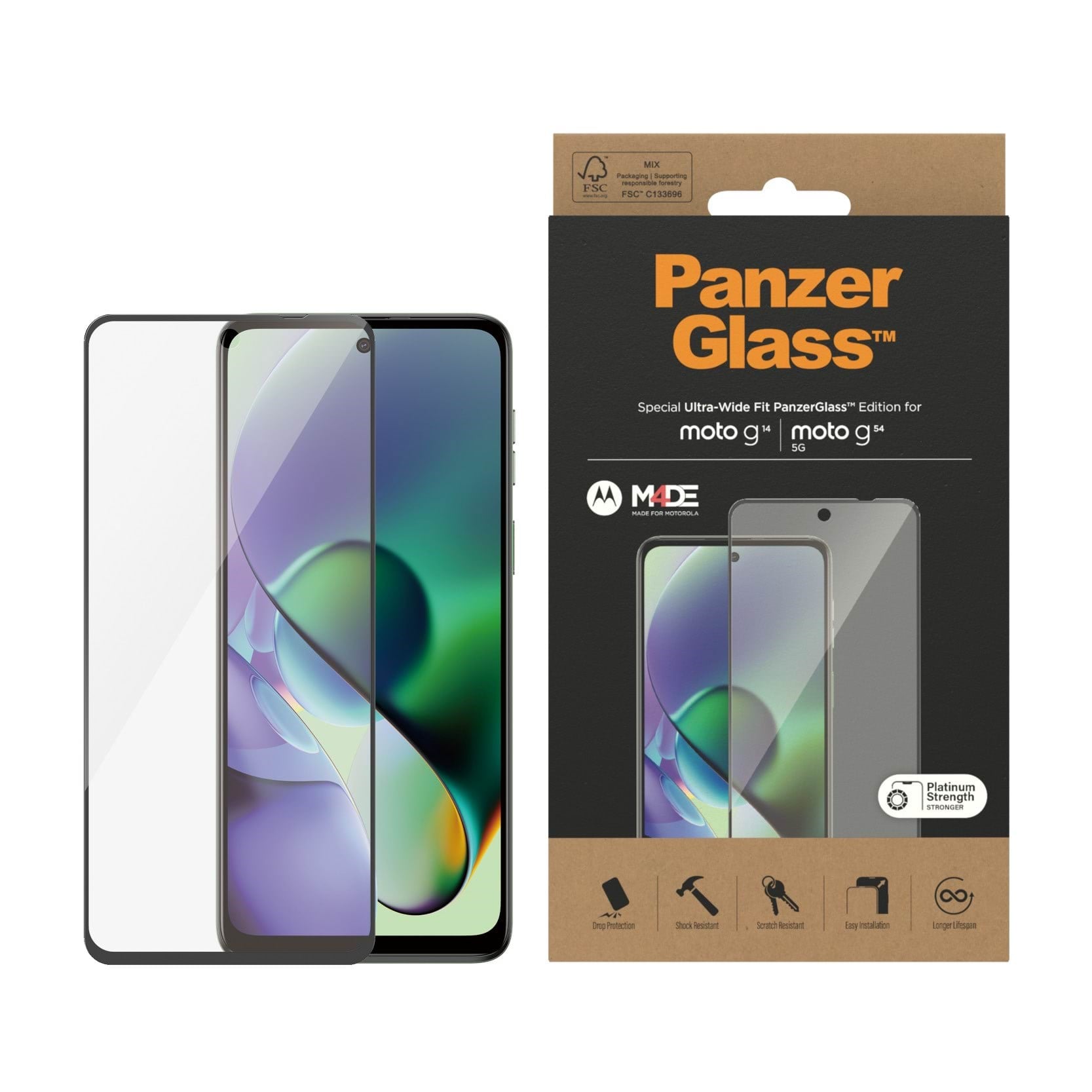 Panzerglass Screen Protector Motorola G14 | G54 5G | Ultra-wide Fit - Handys Schutzfolie
