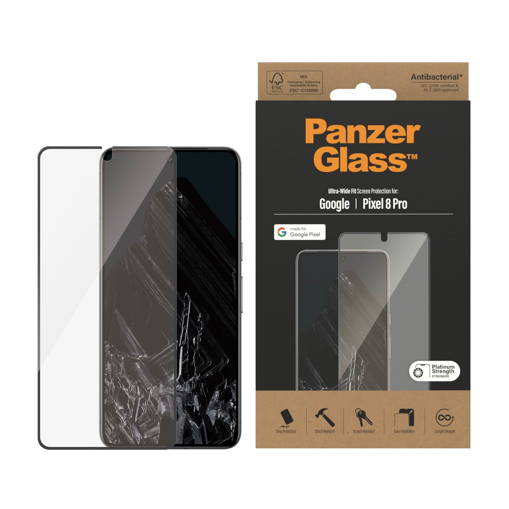 Panzerglass Screen Protector Google Pixel 8 Pro | Ultra-wide Fit - Handys Schutzfolie Panzer4781