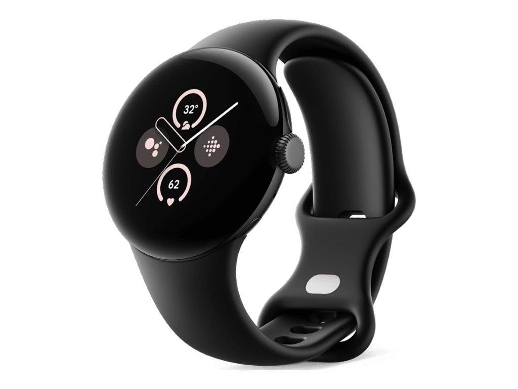 Google Pixel Watch 2 - Matte Black Aluminum - Smart Watch With Active Band - Obsidian - 32 GB - Smartwatches Pulsuhren Sportuhren Schrittzaehler 
