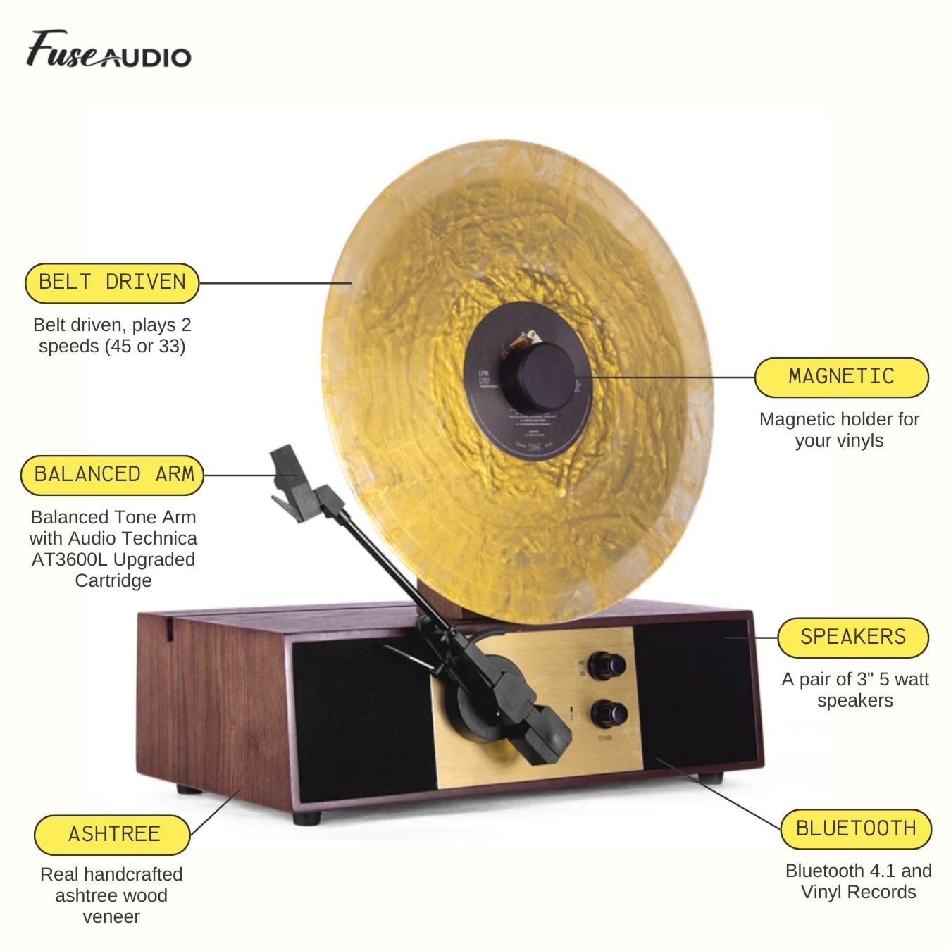 Fuse Audio Rec - Audio Technica Pick-up - Plattenspieler Braun
