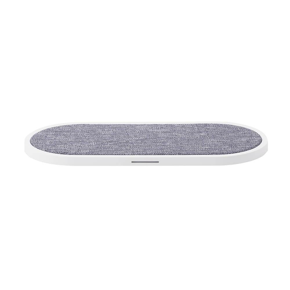Gear Wireless Dual QI Charger Usb-c Port 2x10w White With Grey Textile - Handys Adapter Und Ladegeraete