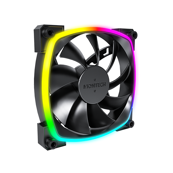 Montech Ax120 Pwm BK - Gehäuselüfter - 120mm - Schwarz Mit Rgb Led - 27 Dba - Gehaeuseluefter