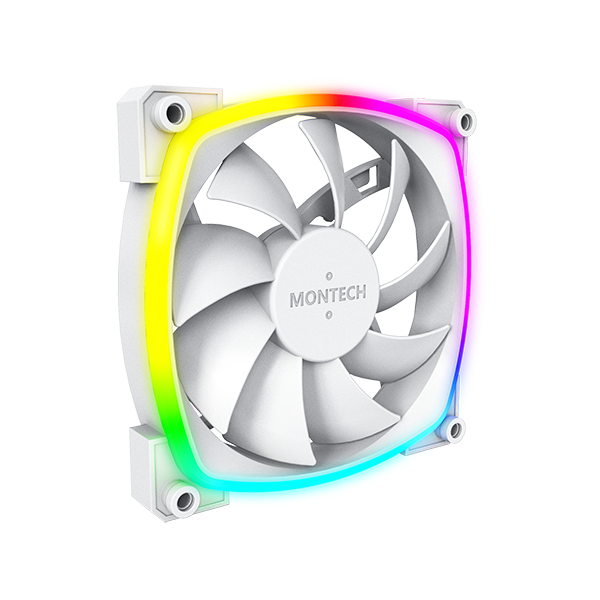 Montech Ax120 Pwm WH - Gehäuselüfter - 120mm - Weiß Mit Rgb Led - 27 Dba - Gehaeuseluefter