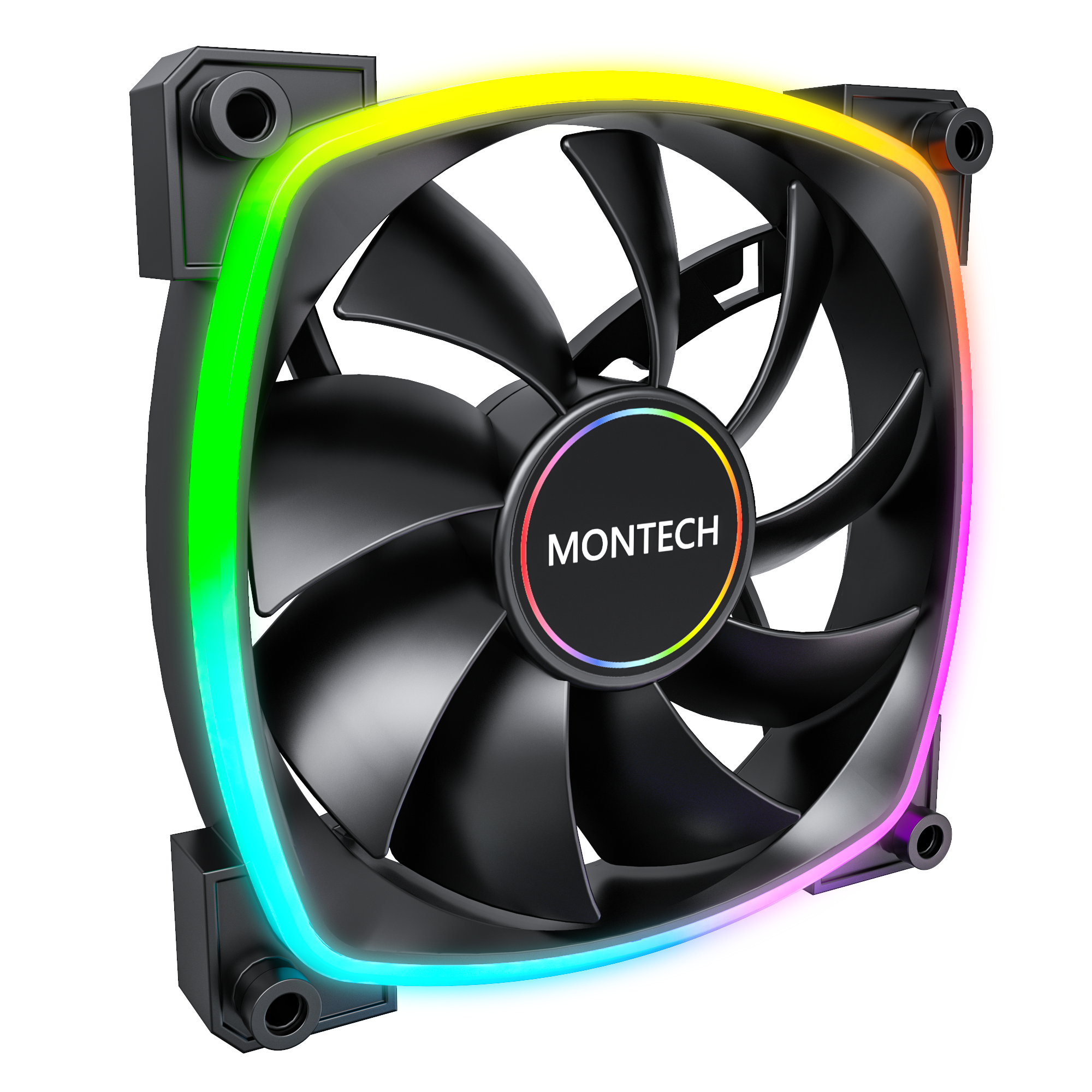 Montech Ax140 Pwm BK - Gehäuselüfter - 140mm - Schwarz Mit Rgb Led - 28 Dba - Gehaeuseluefter
