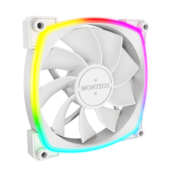 Montech Rx120 Pwm WH - Reverse - Gehäuselüfter - 120mm - Weiß Mit Rgb Led - 27 Dba - Gehaeuseluefter