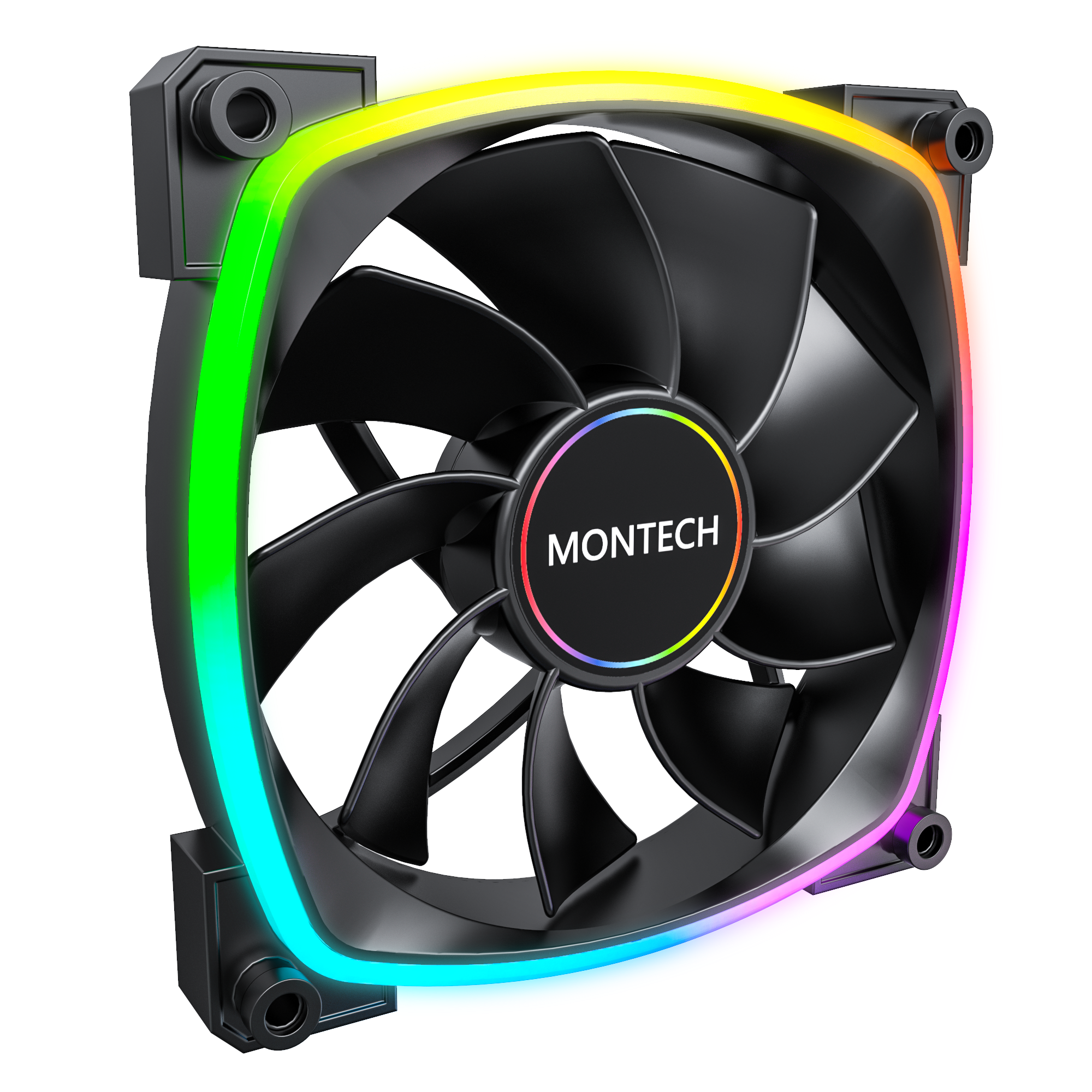 Montech Rx140 Pwm BK - Reverse - Gehäuselüfter - 140mm - Schwarz Mit Rgb Led - 28 Dba - Gehaeuseluefter