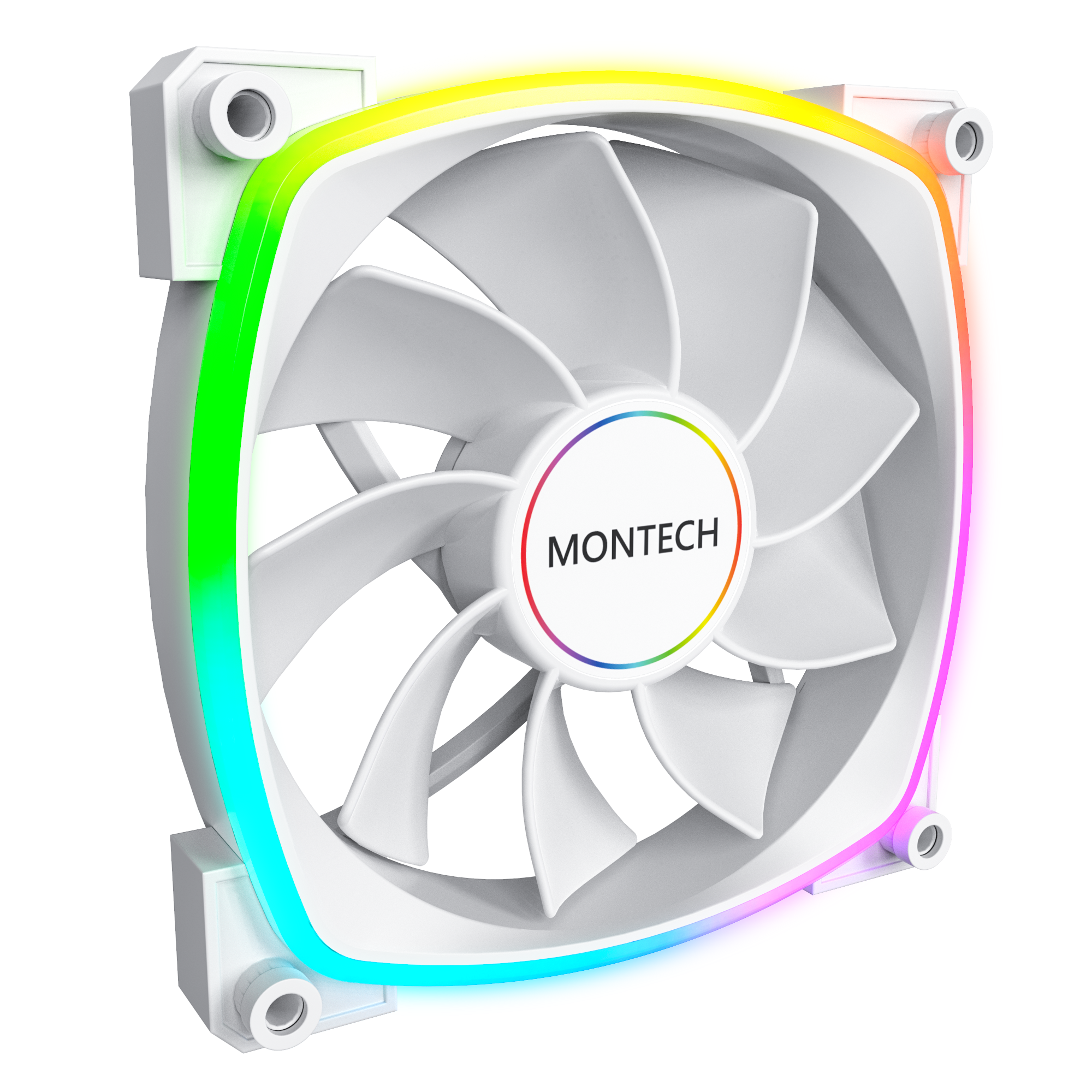 Montech Rx140 Pwm WH - Reverse - Gehäuselüfter - 140mm - Weiß Mit Rgb Led - 28 Dba - Gehaeuseluefter