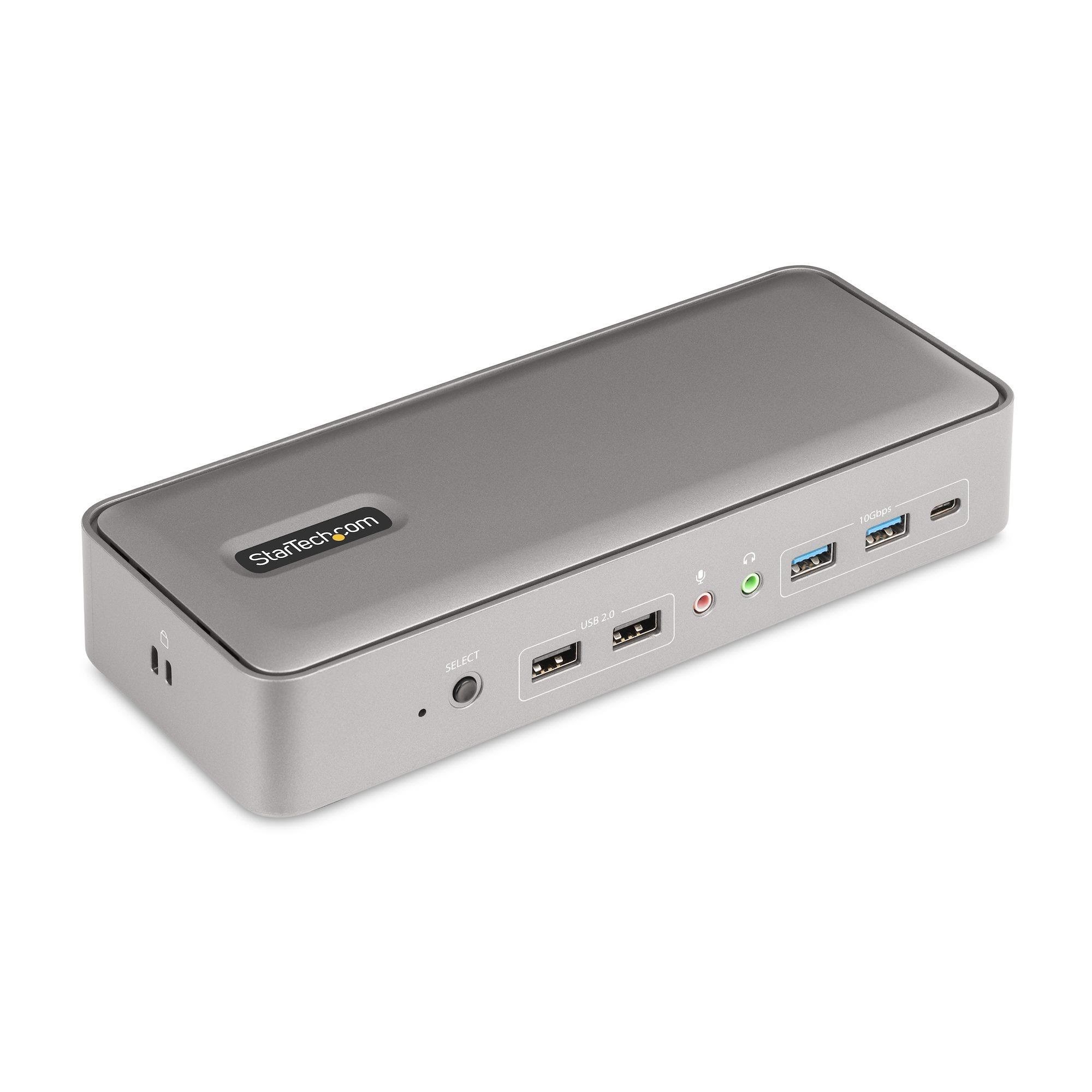 129ue-usbc-kvm-dock Dual-laptop Usb-c Kvm Docking Station Dual Monitor 4K 60hz Displayport Dock 5-port Usb Hub Gbe 90w/45w Power Delivery to Two 