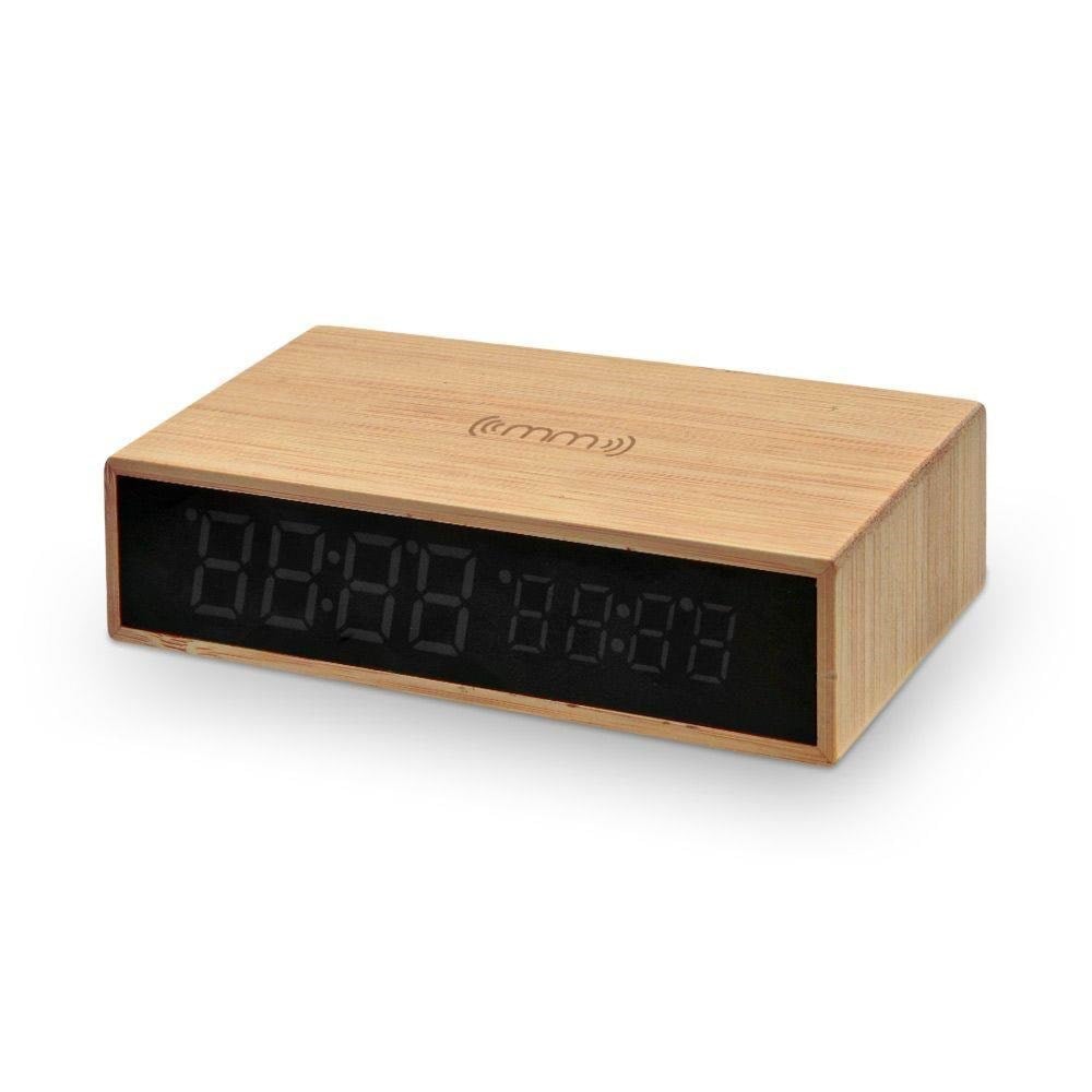Mikamax Bamboo Wireless Charger Clock - Handys Adapter Und Ladegeraete 05103