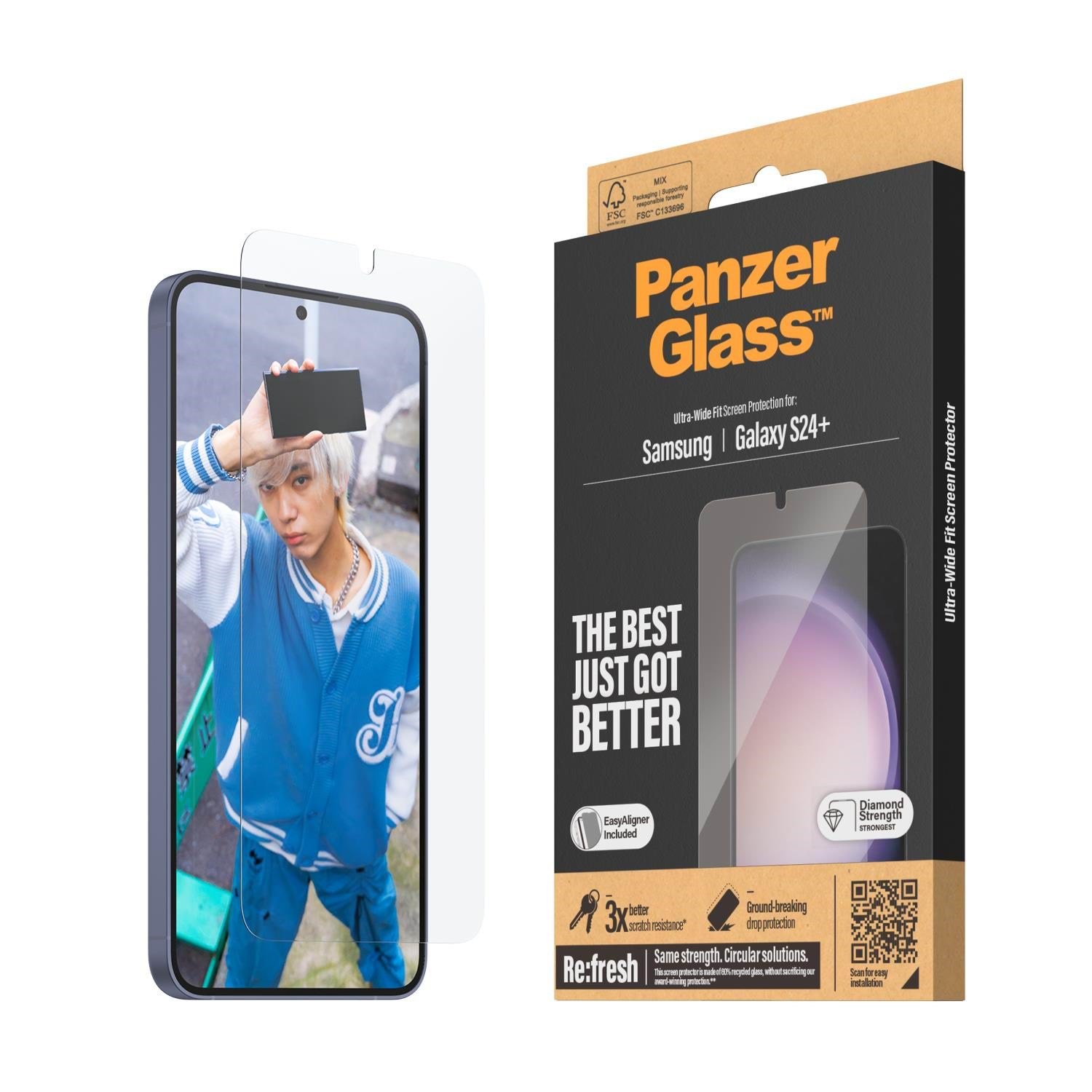 Panzerglass Screen Protector Samsung Galaxy S24 Plus | Ultra-wide Fit w. Easyaligner - Handys Schutzfolie