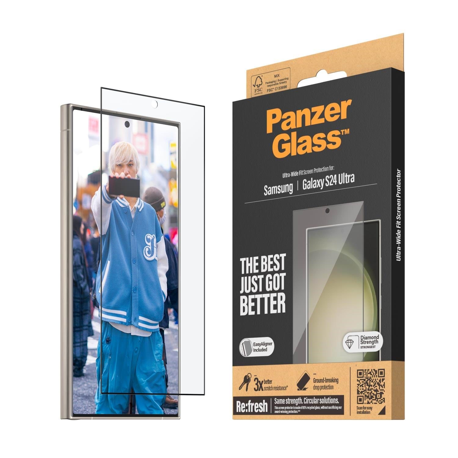 Panzerglass Screen Protector Samsung Galaxy S24 Ultra | Ultra-wide Fit w. Easyaligner - Handys Schutzfolie