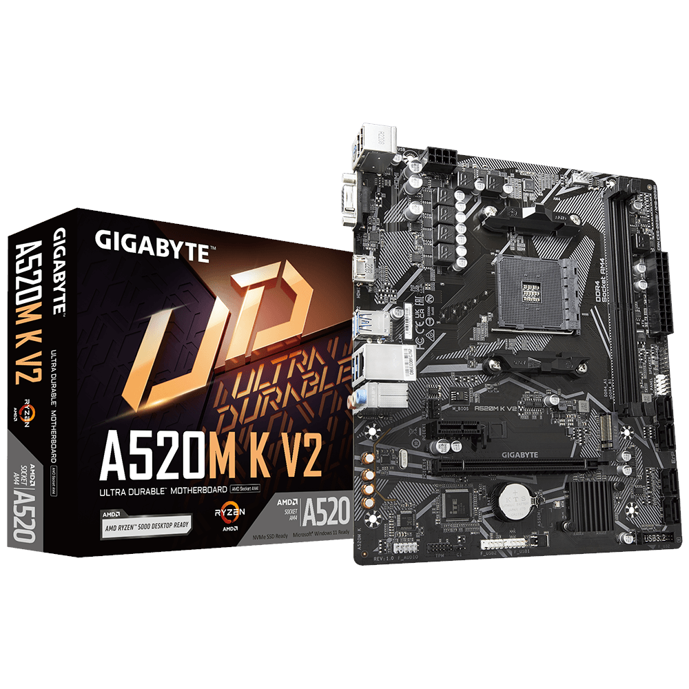 Gigabyte A520m K V2 Mainboard - Amd A520 - Amd Am4 - Ddr4 Ram - Micro-atx