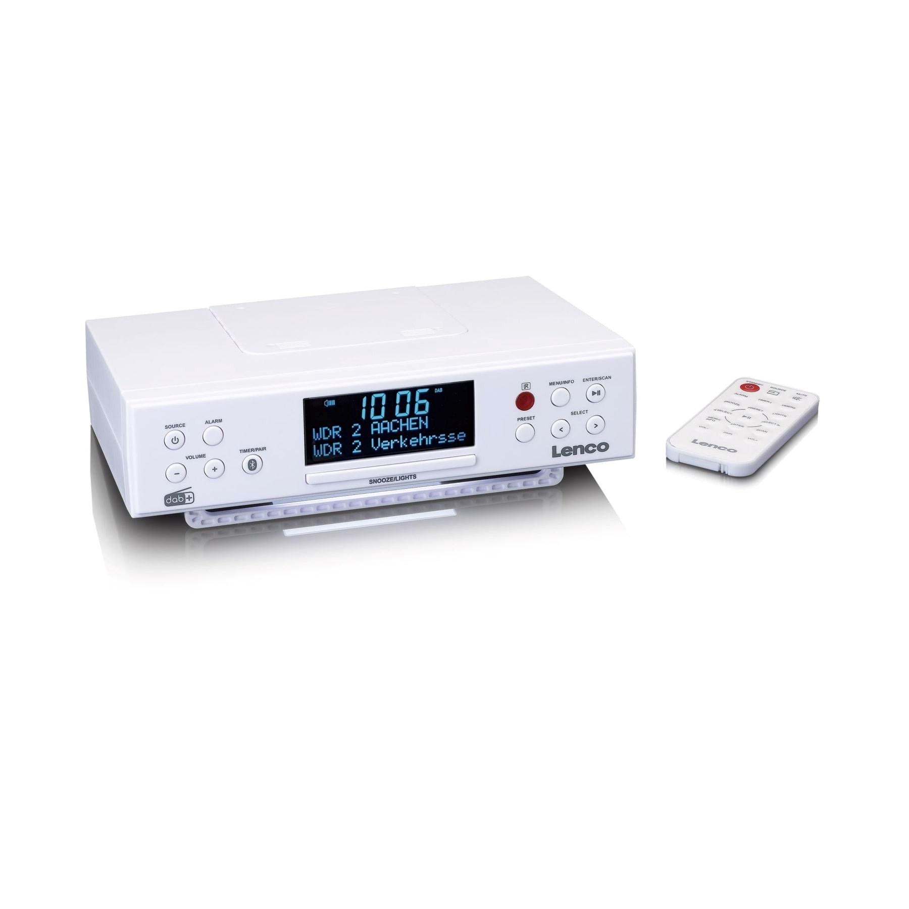 Lenco Kcr-190wh - Dab+/FM Kitchen Radio With Bluetooth Led Lighting And Timer - Dab+ Radio - White - Hifi Receiver Verstaerker Kcr190wh