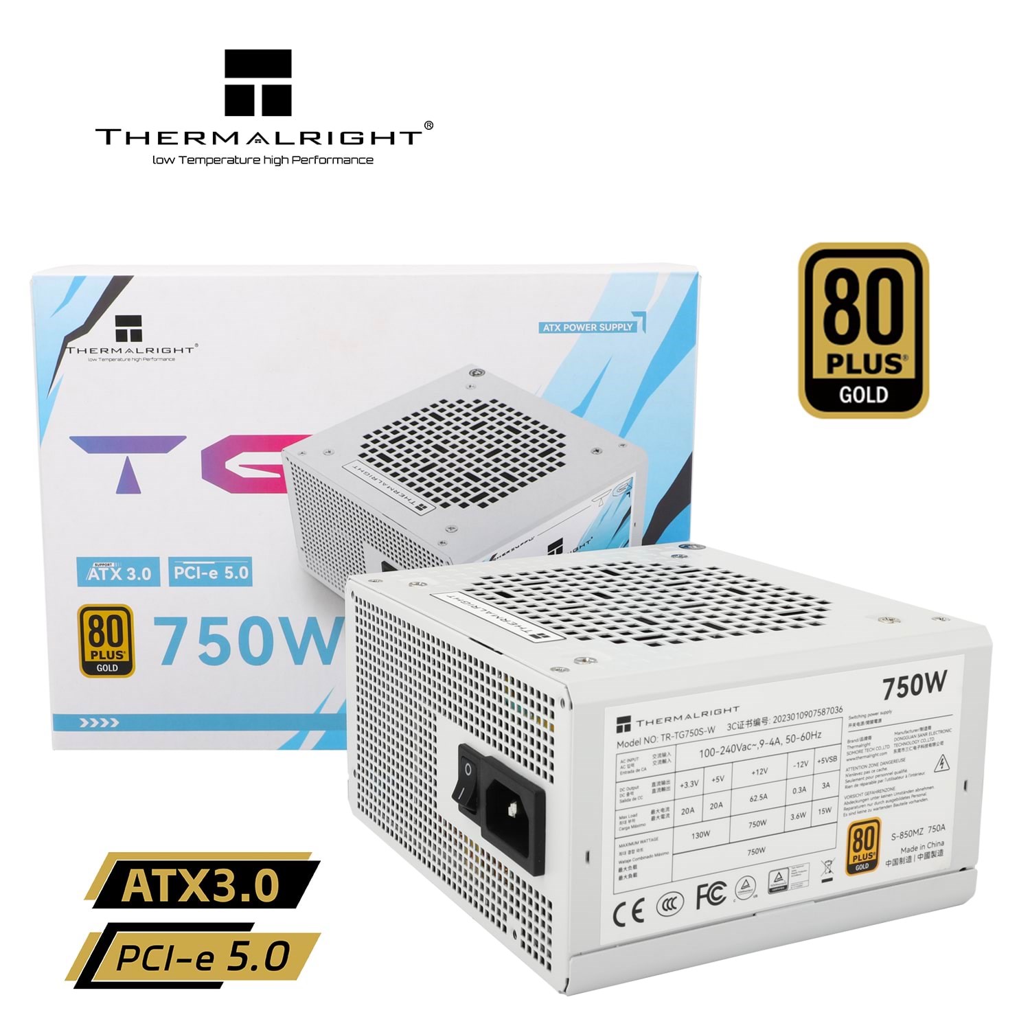 Thermalright TG S (Non-modular) Weiß - Netzteile - 750 Watt - 120 mm - Atx 3.0 - 80 Plus Gold Zertifiziert