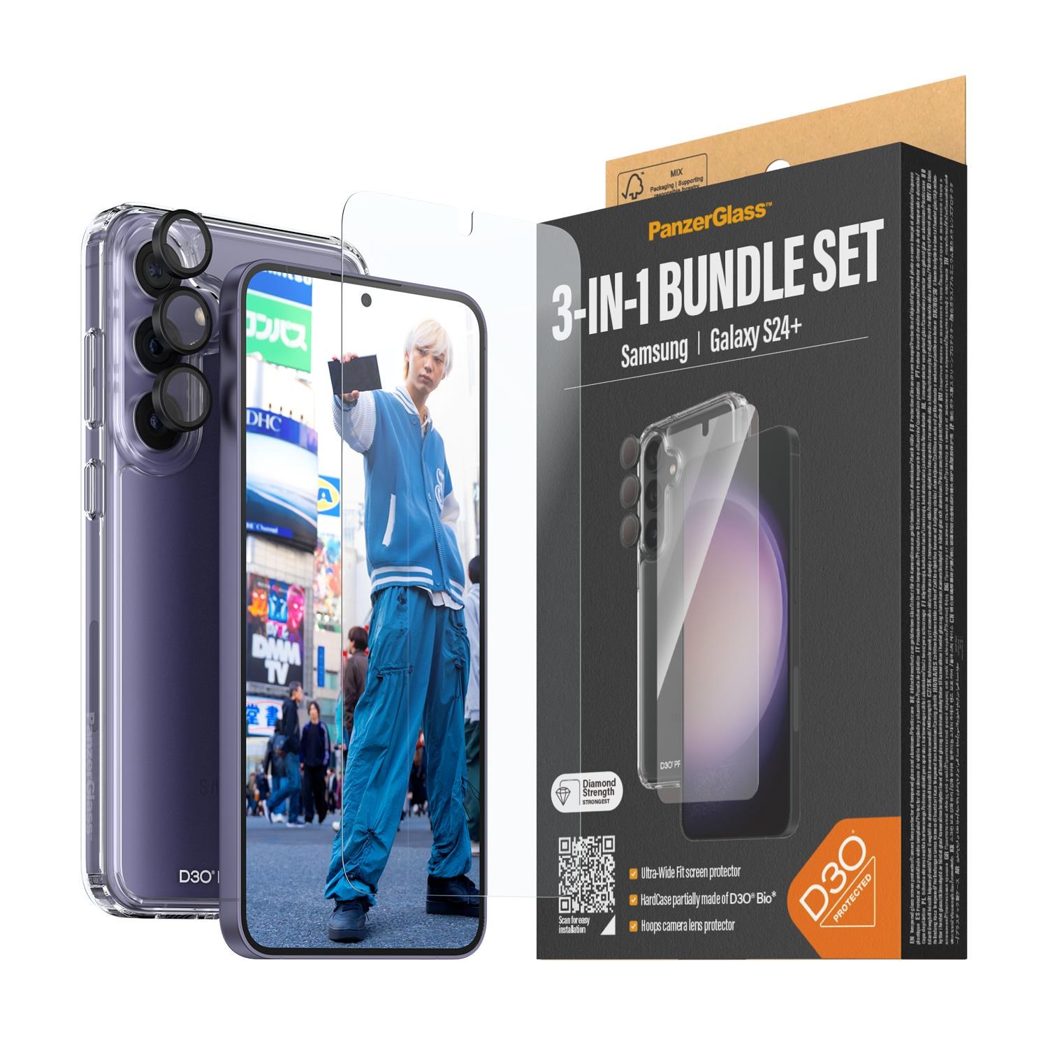 Panzerglass 3-in-1 Protection Pack Samsung Galaxy S24 Plus | Ultra-wide Fit w. Easyaligner - Handys Schutzfolie