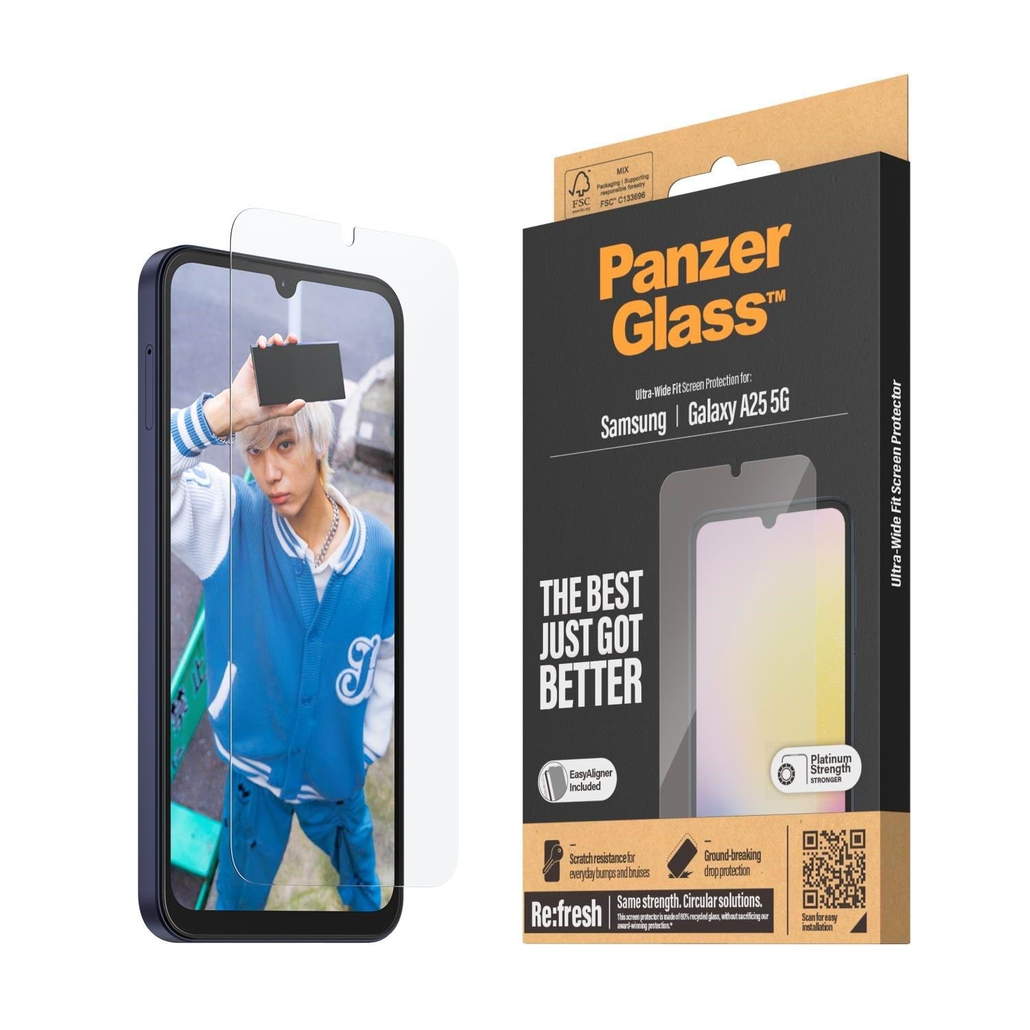 Panzerglass Screen Protector Samsung Galaxy A25 5G | Ultra-wide Fit w. Easyaligner - Handys Schutzfolie Panzer7335