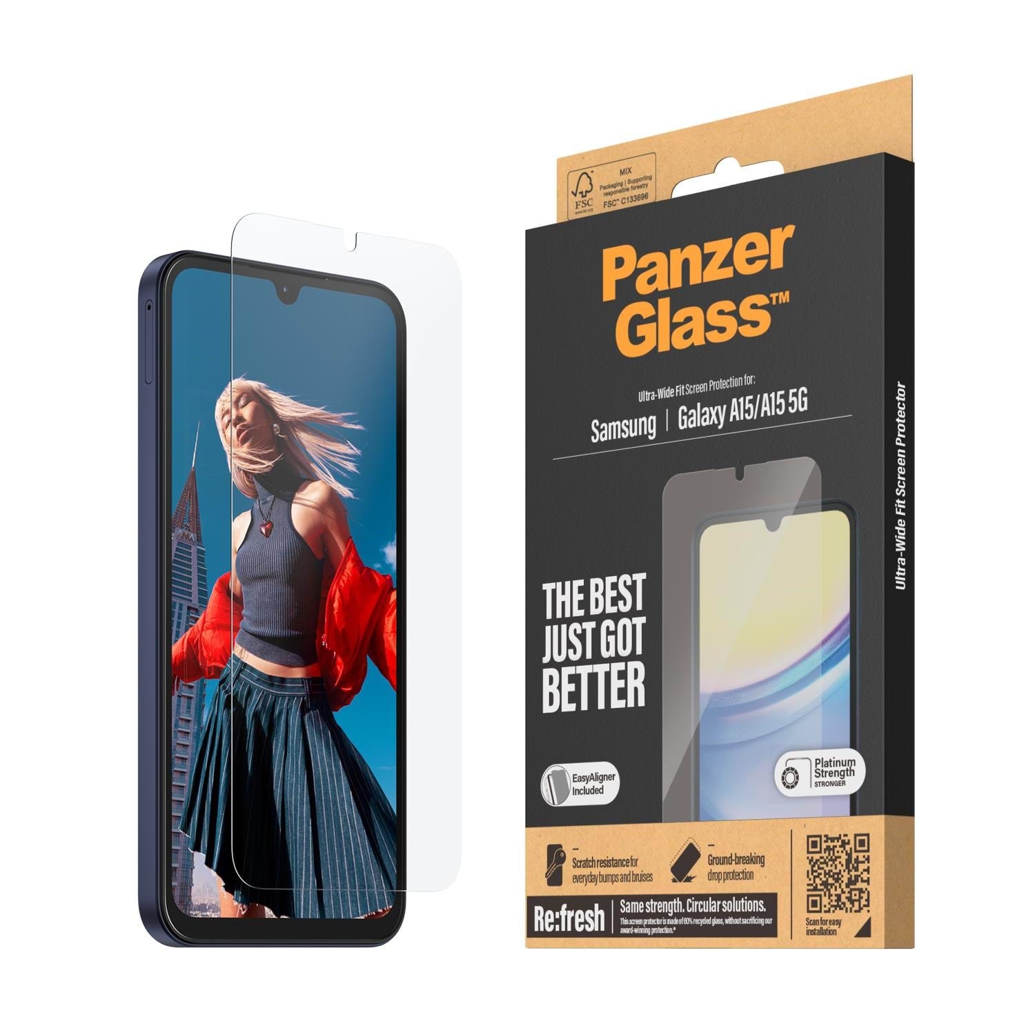 Panzerglass Screen Protector Samsung Galaxy A15 | A15 5G | Ultra-wide Fit w. Easyaligner - Handys Schutzfolie