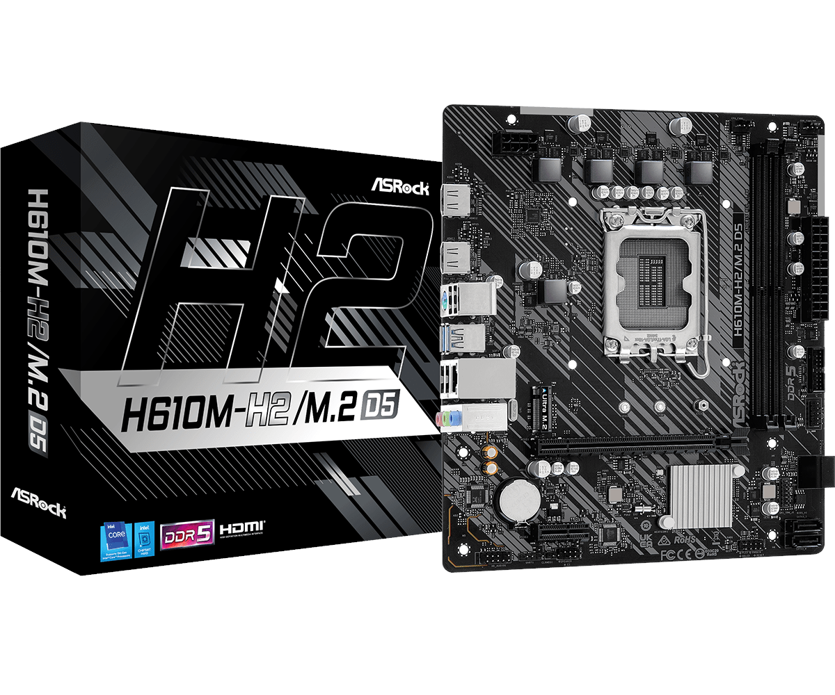 Asrock H610m-h2/m.2 D5 Mainboard - Intel H610 - Intel Lga1700 - Ddr5 Ram - Micro-atx