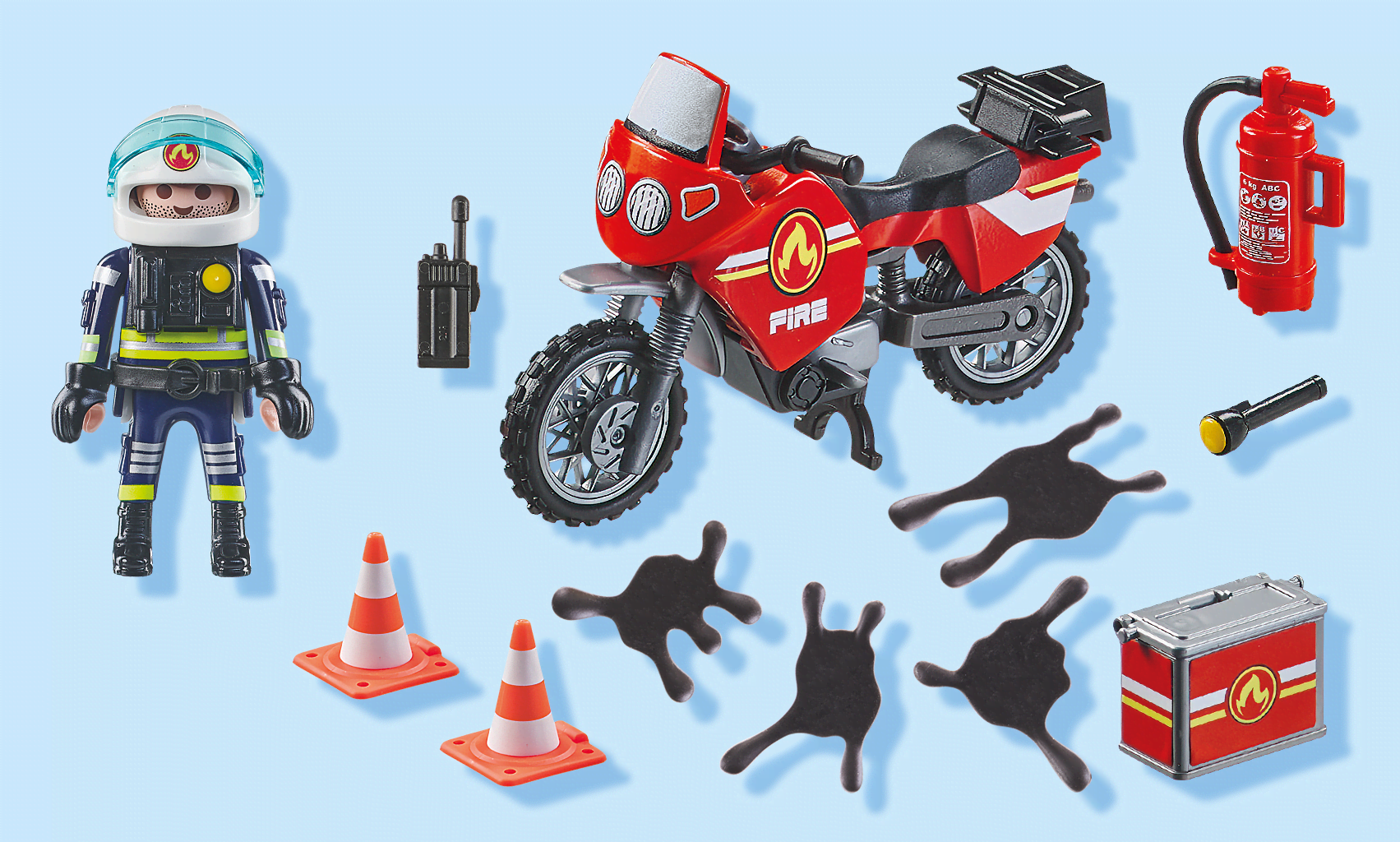 Playmobil Action - Feuerwehrmotorrad & Ölunfall