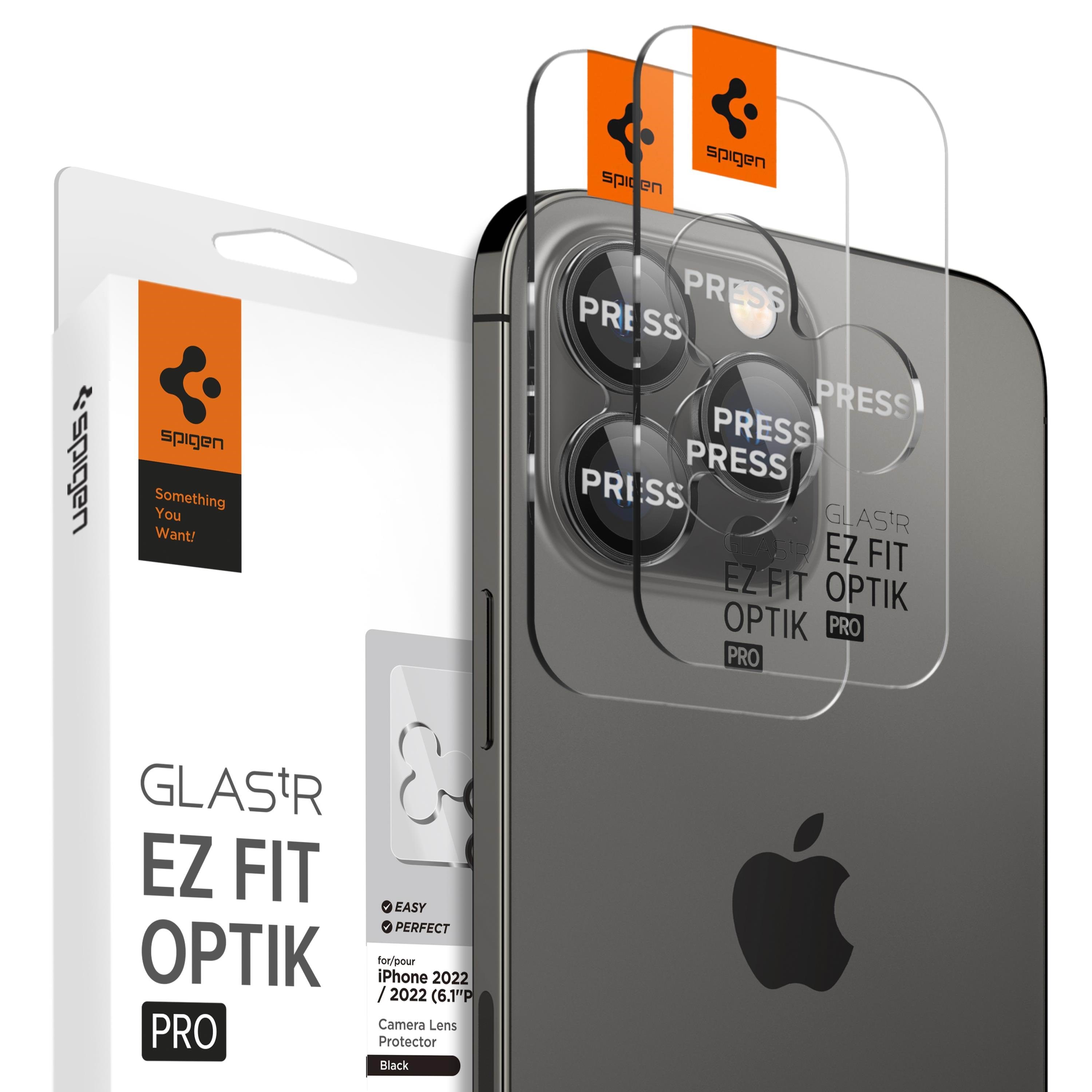 Spigen Glass tR EZ Fit Optik Pro 2 Pack - Black -Iphone17/16/15/14 Pro / 17/16/15/14 Pro Max - Handys Anderes Zubehoer Agl05205