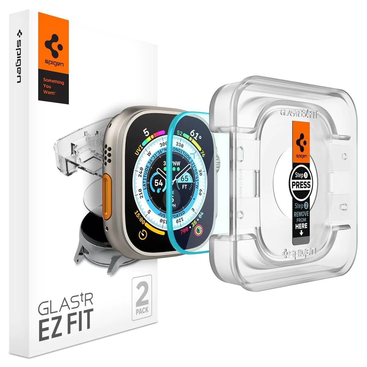 Spigen Glass tR EZ Fit 2 Pack - Apple Watch Ultra 3/2/1 - Smartwatch Accessories Agl05556