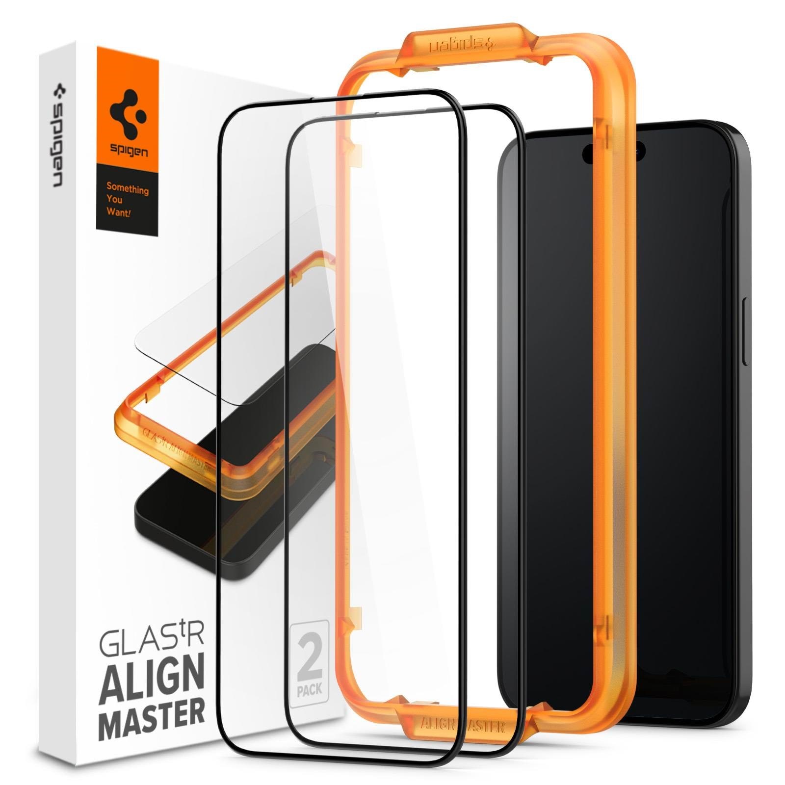 Spigen Glass tR Alignmaster 2 Pack - FC Black - Iphone 15 Plus - Handys Schutzfolie Agl06886