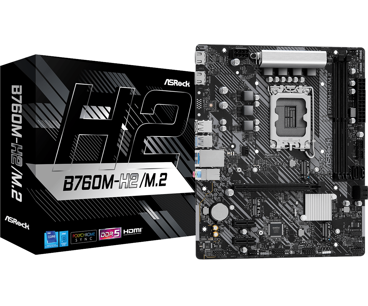 Asrock B760m-h2/m.2 Mainboard - Intel B760 - Intel Lga1700 - Ddr5 Ram - Micro-atx