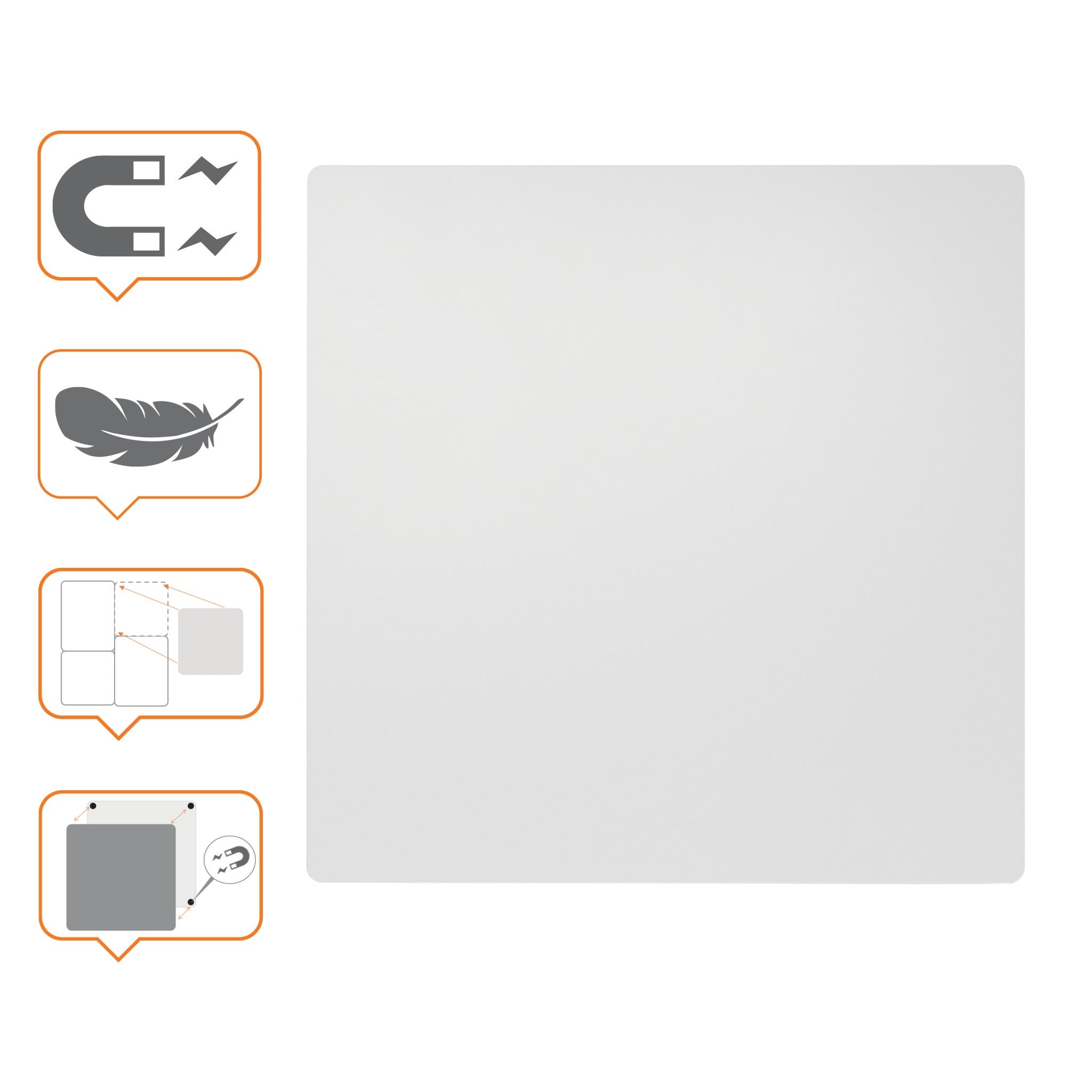 Nobo Rahmenloses Magnetisches Modulares Whiteboard 450x450mm - Konferenz Und Praesentation