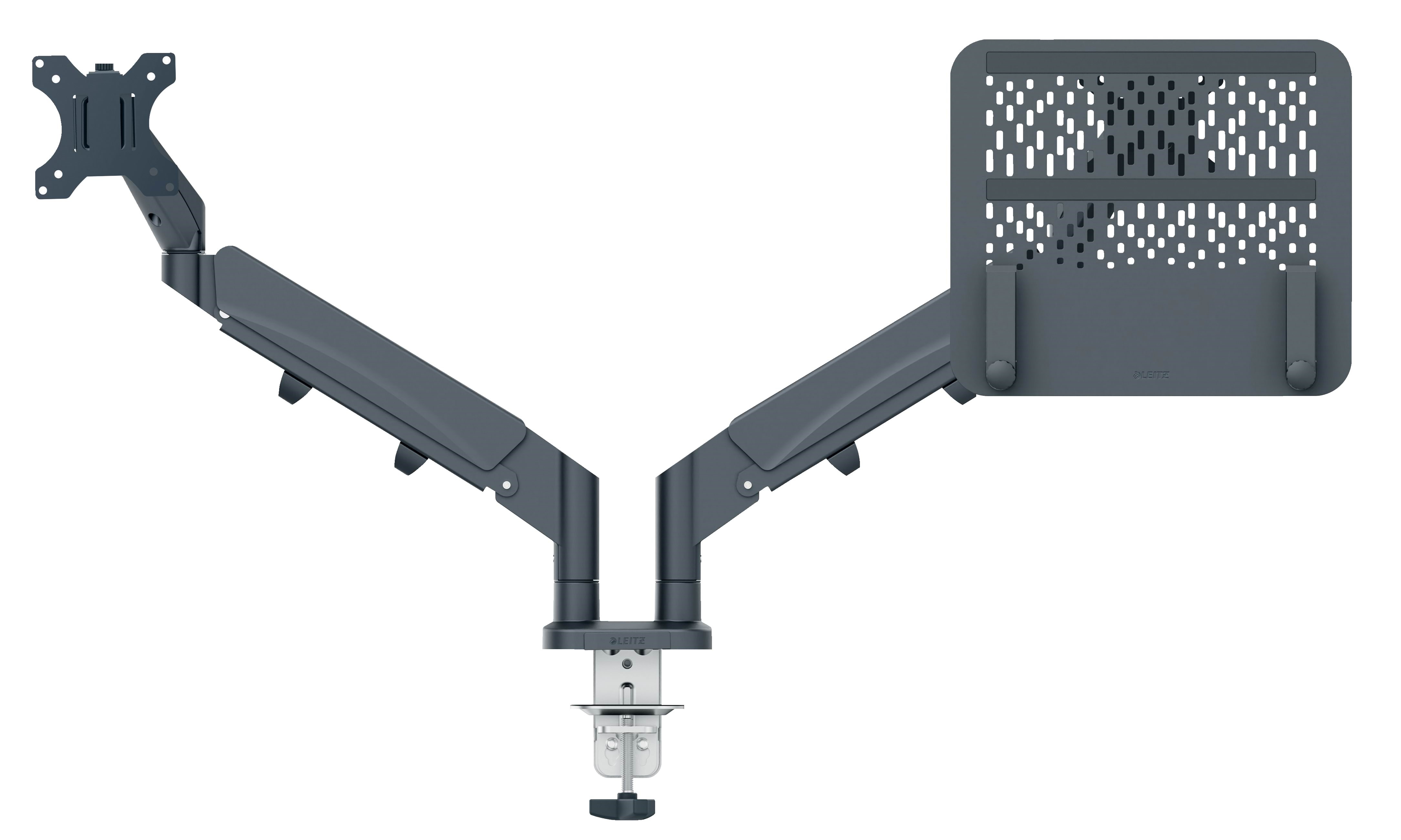 Leitz Ergo Platzsparender Dual Monitorarm Mit Laptophalterung - Monitorhalterung 65380089