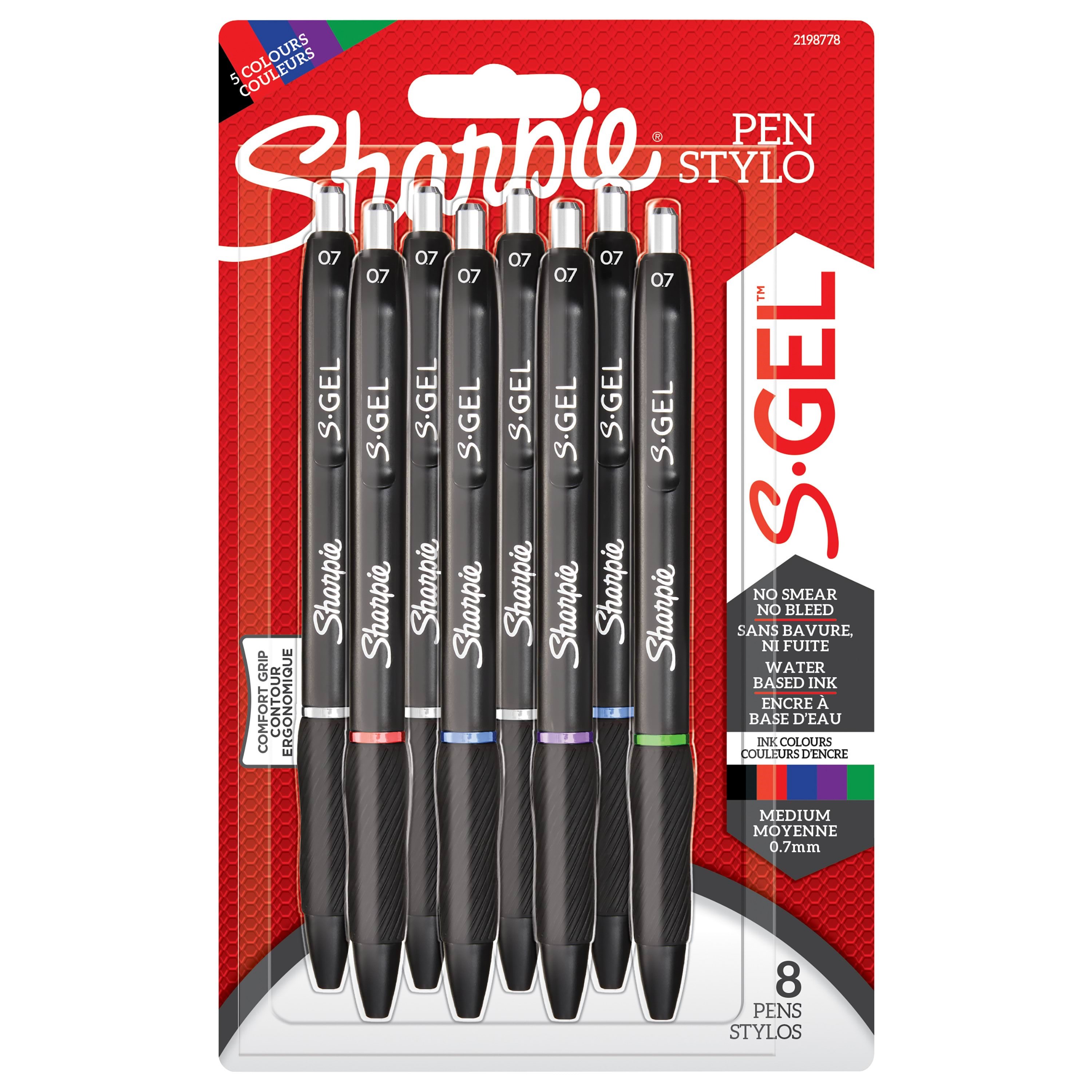 Sharpie S-gel Gelstifte | Mittlere Spitze (0,7 mm) | Gelschreiber in Gemischte Farben | 8 Stück - Utensilien Zum Schreiben Und Zeichnen 2198778