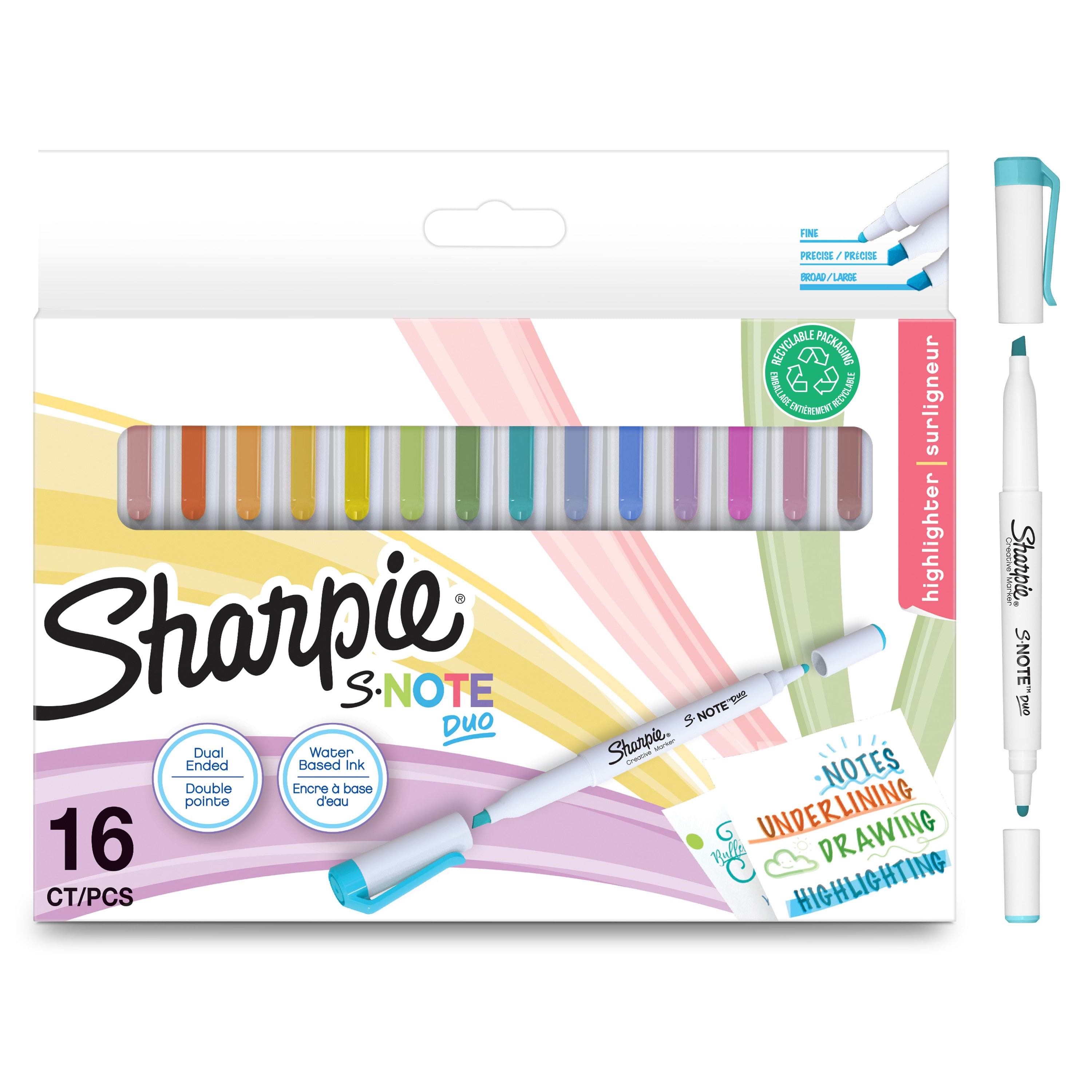 Sharpie S-note Duo Textmarker | Kreativmarker in Pastelltönen Mit Beidseitiger Spitze | Patronen- Und Keilspitze Zum Markieren, Zeichnen, Schreiben 