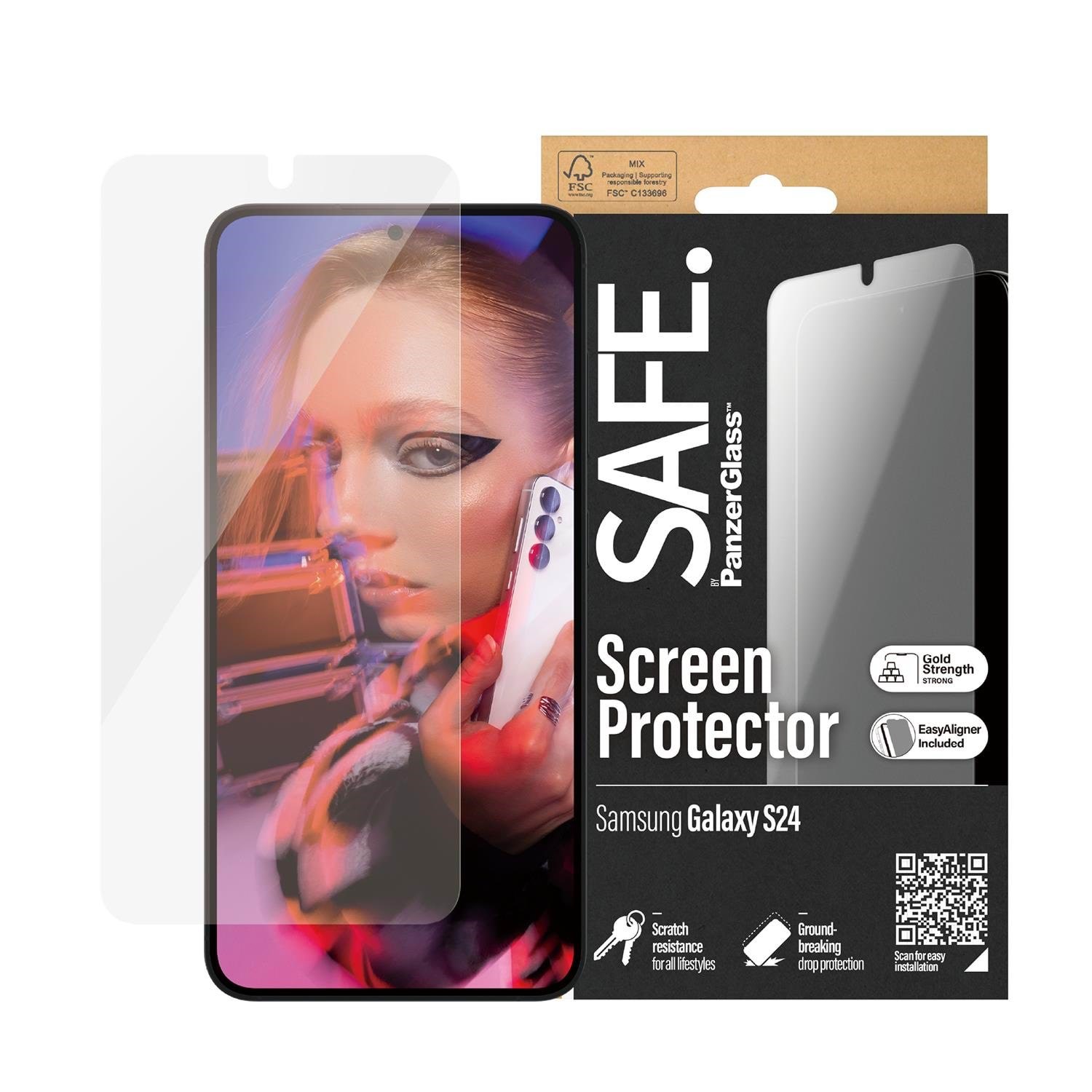 Safe by Panzerglass Screen Protector Samsung Galaxy S24 | Ultra-wide Fit w. Easyaligner - Handys Schutzfolie