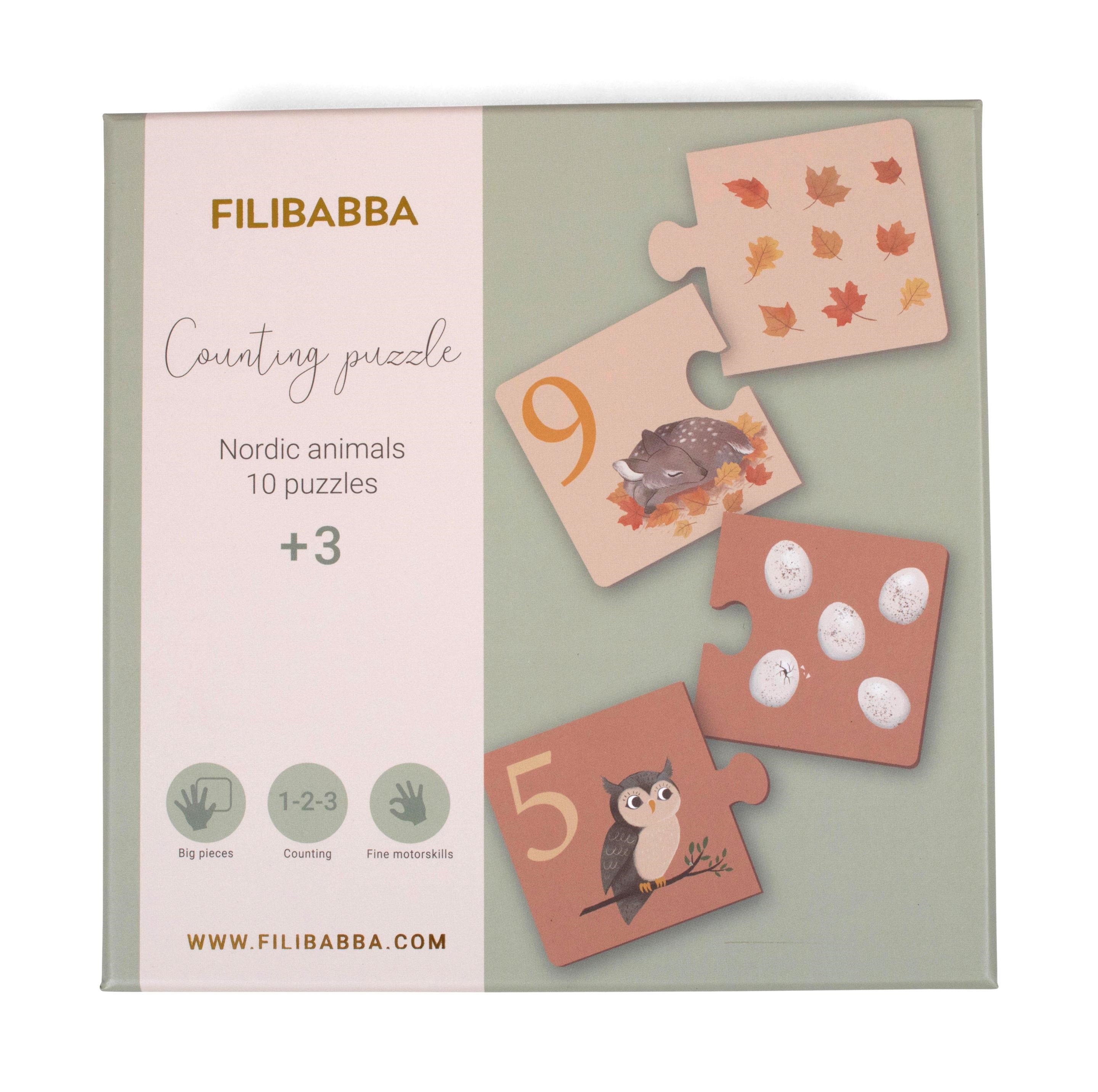 Filibabba Counting Puzzle - Nordic Animals - Baby Spielzeug Fi-02174