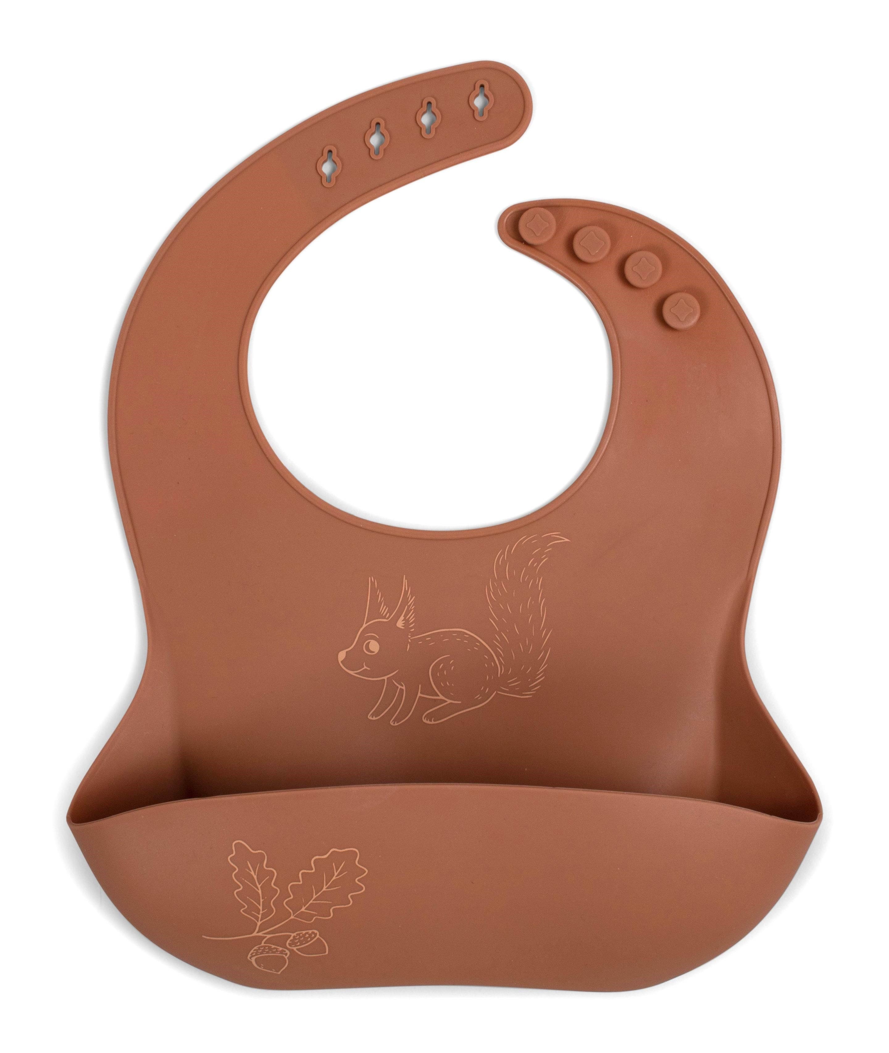 Filibabba Silicone Bib With Print - Squirrel - Babypflege