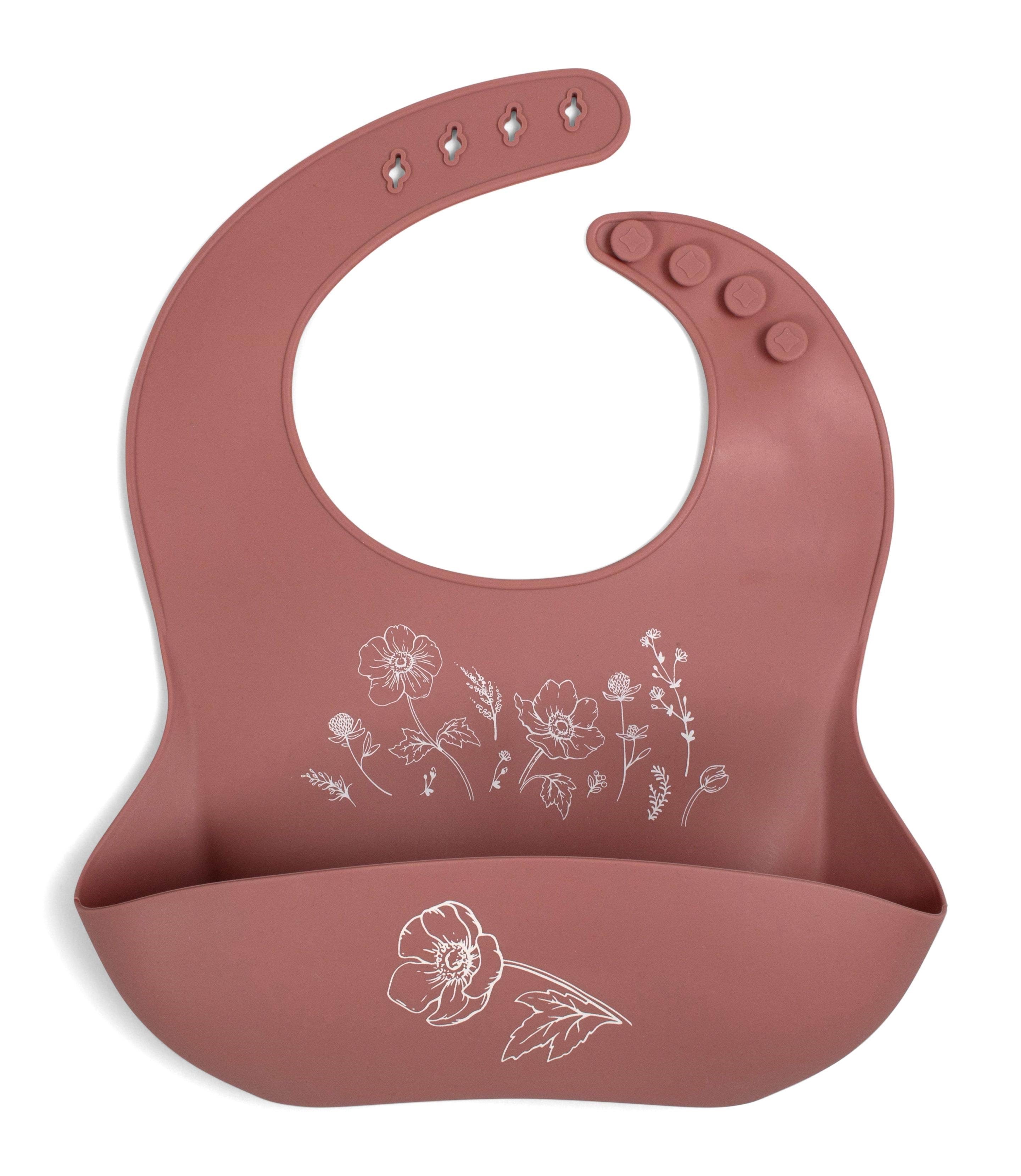 Filibabba Silicone Bib With Print - Fall Flowers - Babypflege Fi-02246