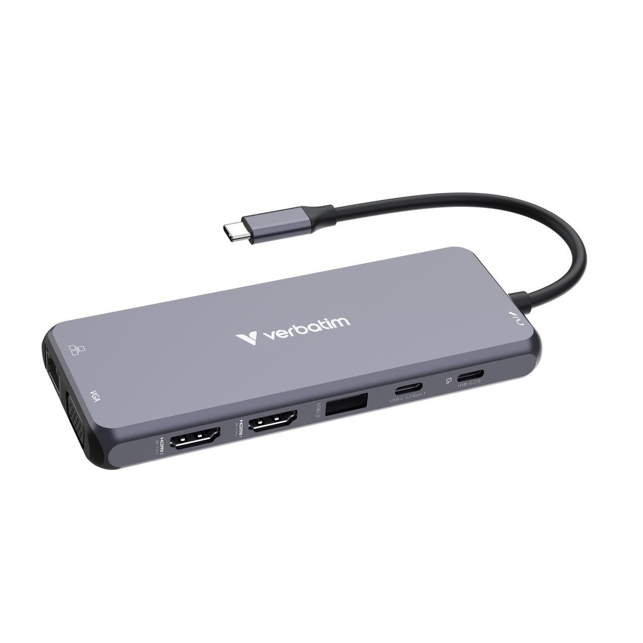 Verbatim Cmh-14 14-port Usb-c Pro Multiport Hub Usb-hubs - Usb 3.1 - 14 - Grau - Usb Hubs 32154