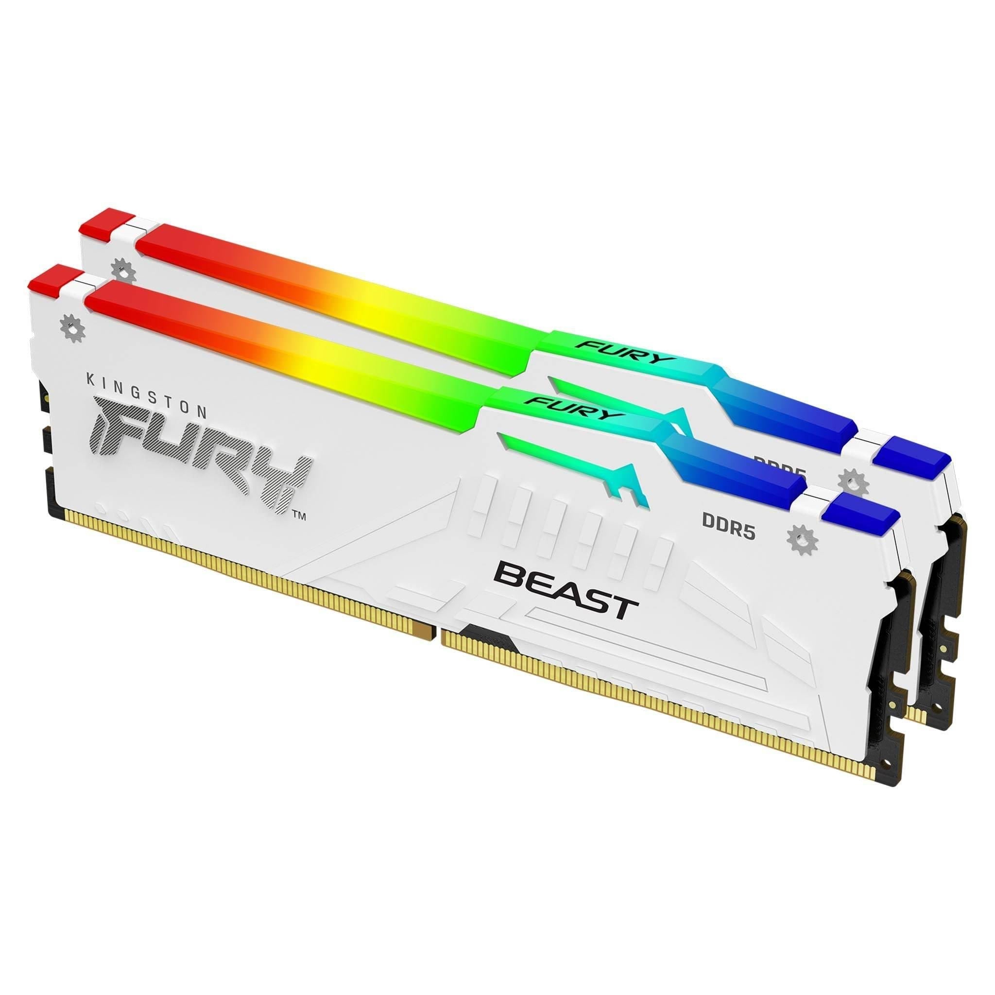 Kingston Fury Beast Rgb Ddr5-6000 - 64gb - Cl30 - Dual Channel (2 Pcs) - Amd Expo & Intel Xmp - Weiß Mit Rgb - Ram Kf560c30bweak2-64
