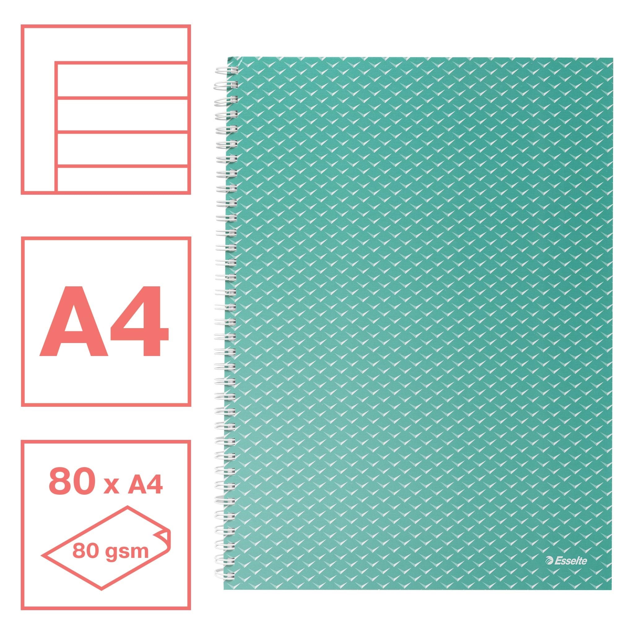 Esselte Colour'breeze A4 Collegeblock Liniert, Spiralbindung Grün - Bloecke Formulare Und Notizbuecher 628482