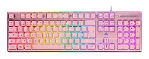 Deltaco Gaming Full Size - Gaming Tastatur - Full-size - Nordic Iso - Pink - Tastaturen Gam-021-rgb-p