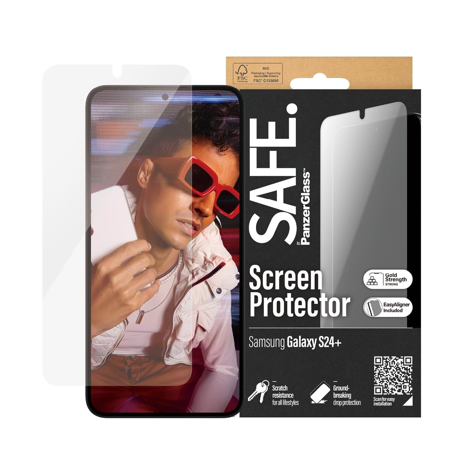 Safe by Panzerglass Screen Protector Samsung Galaxy S24 Plus | Ultra-wide Fit w. Easyaligner - Handys Schutzfolie