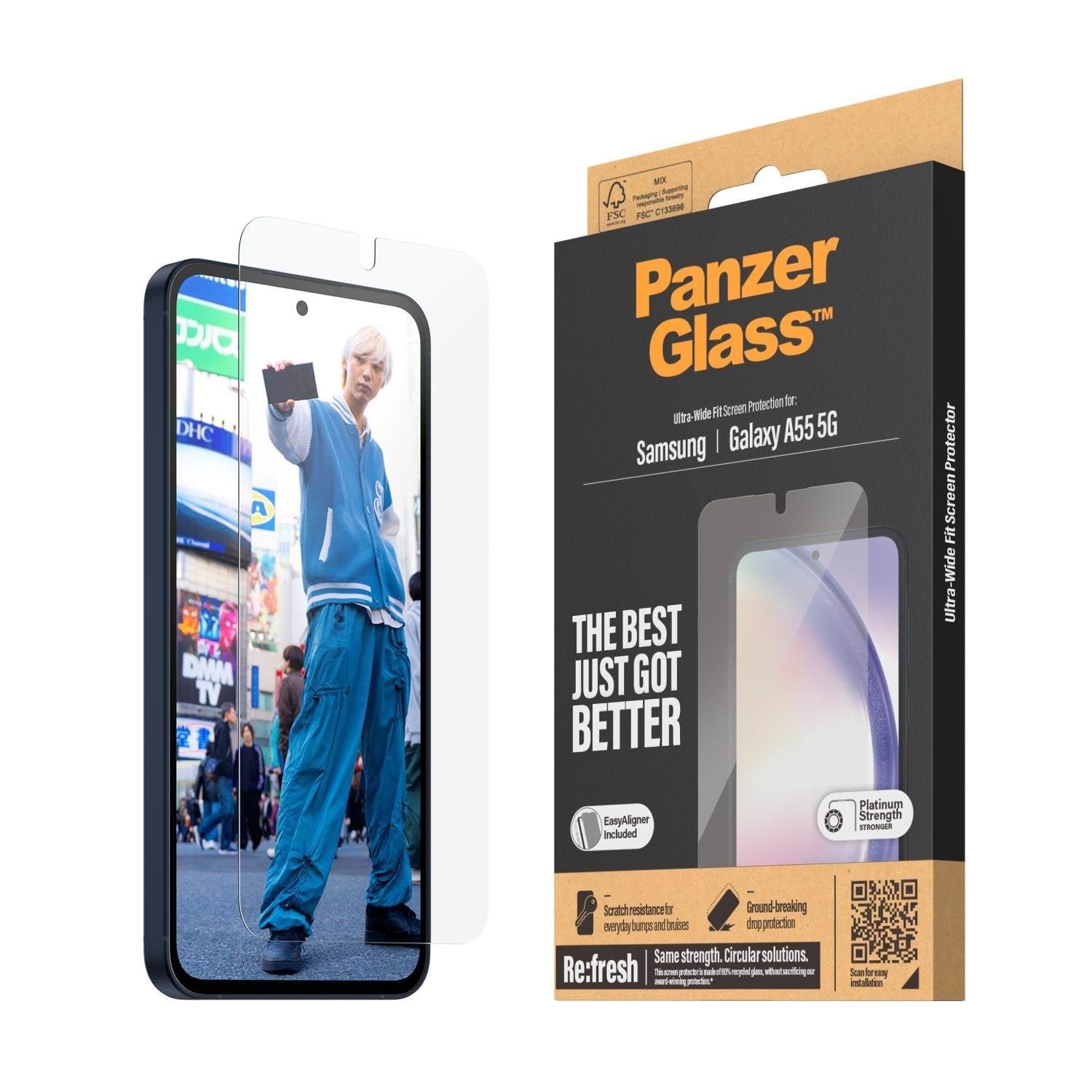 Panzerglass Screen Protector Samsung Galaxy A55 5G | Ultra-wide Fit w. Easyaligner - Handys Schutzfolie
