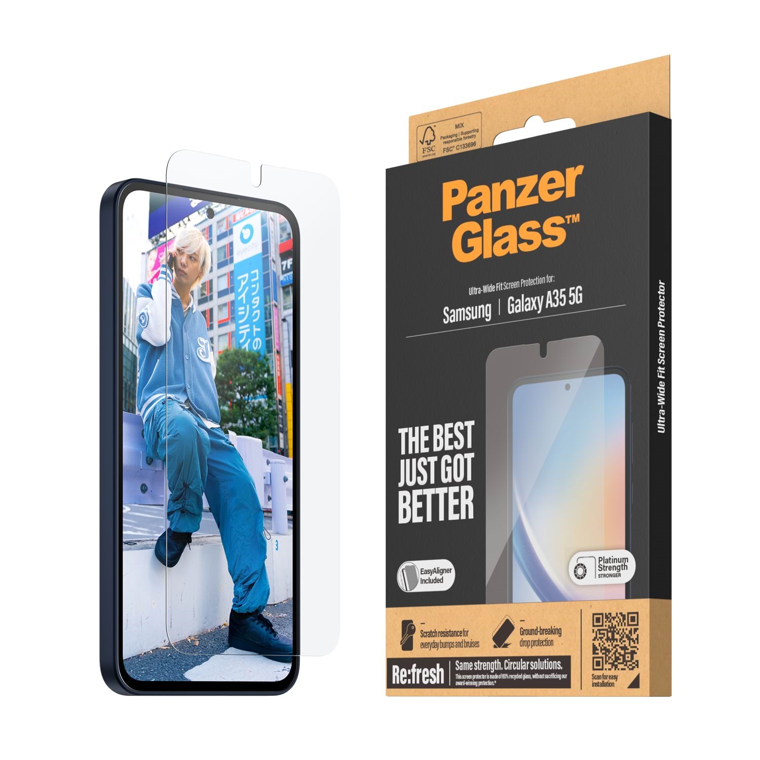 Panzerglass Screen Protector Samsung Galaxy A35 5G | Ultra-wide Fit w. Easyaligner - Handys Schutzfolie Panzer7357