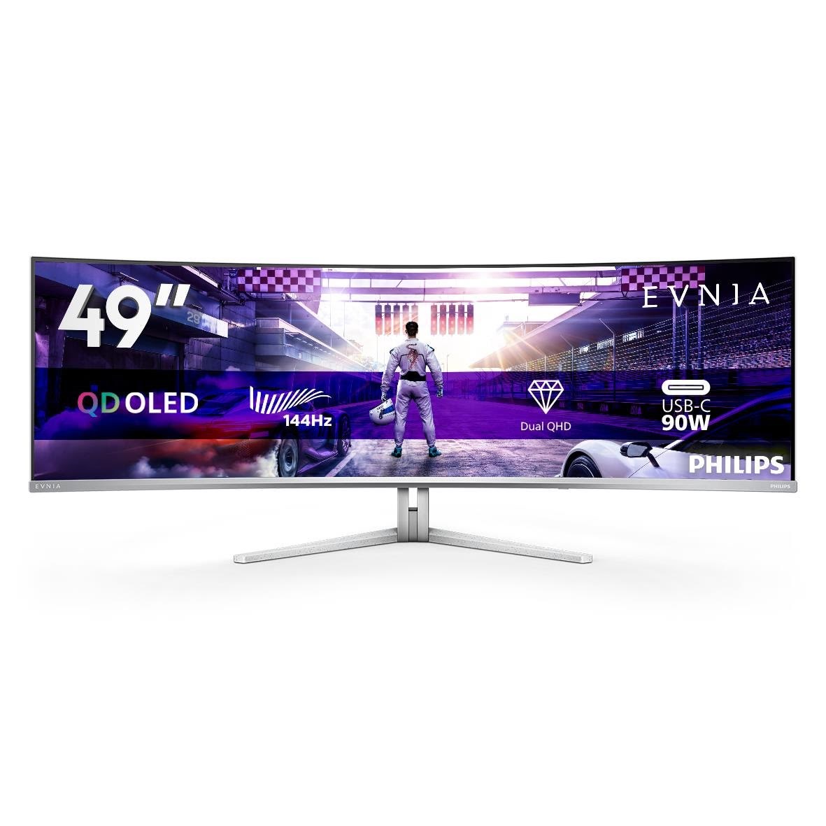 49" Philips Evnia 8000 49m2c8900l - 5120x1440 - 144hz - Qd-oled - 90w Usb-c - Kvm Switch - Bildschirm