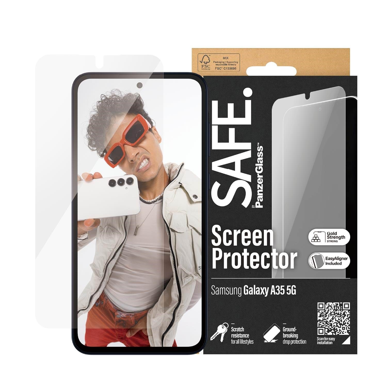 Safe by Panzerglass Screen Protector Samsung Galaxy A35 5G | Ultra-wide Fit w. Easyaligner - Handys Schutzfolie