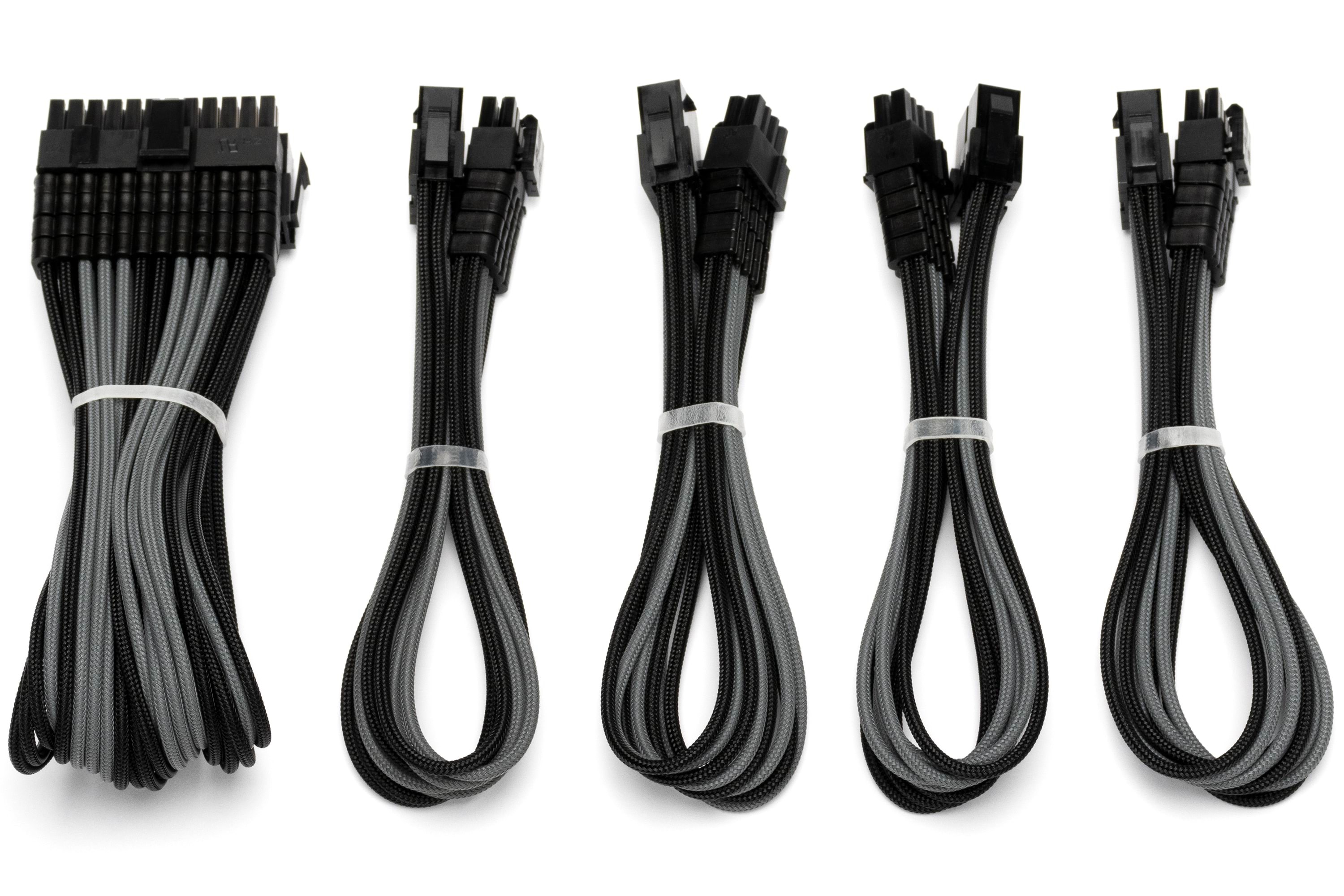 Dutzo Sleeved Power Extention Cable Kit (v2) - Schwarz / Grau - Stromkabel Intern Dsc-pcev230cmbg